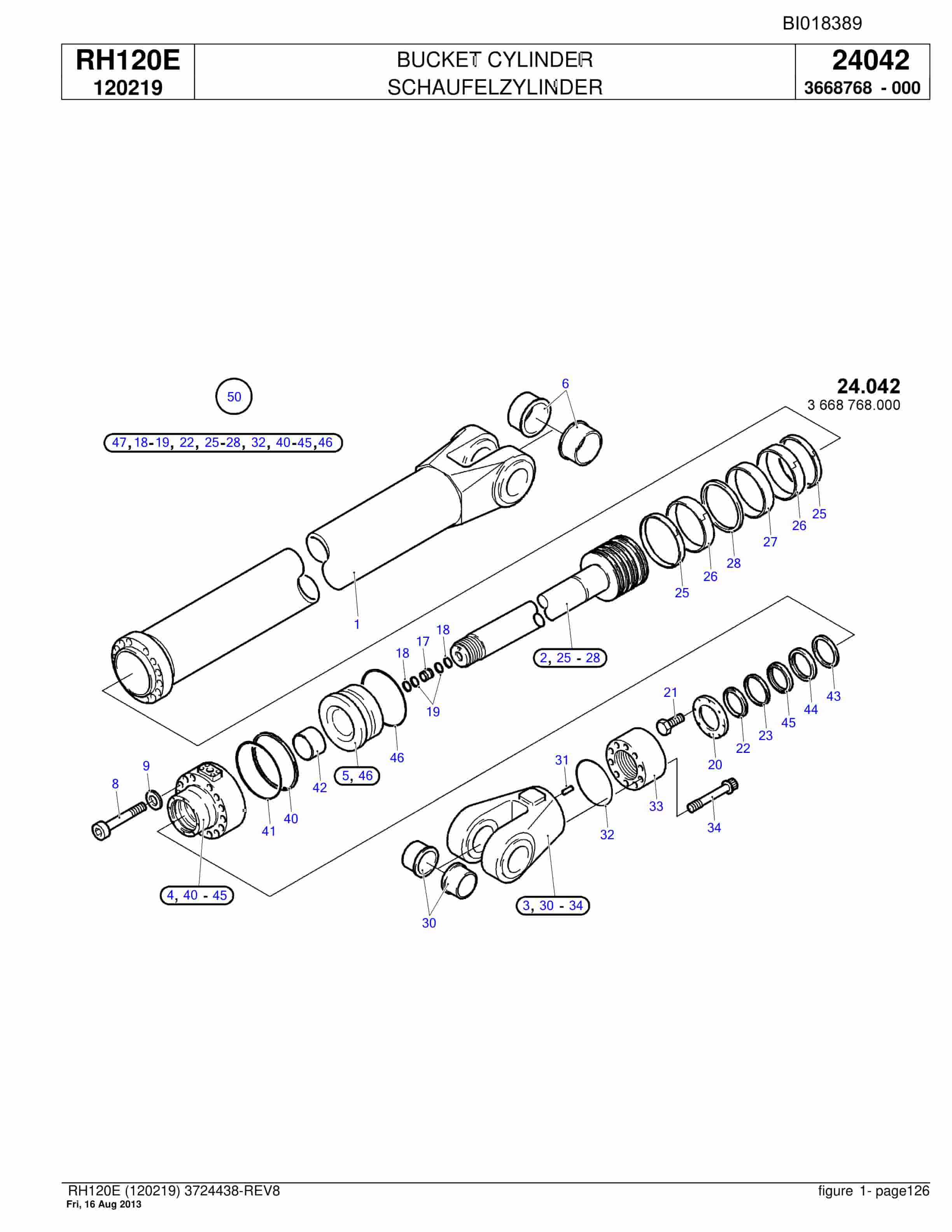 Bucyrus RH120E Hydraulic Excavator Parts Catalog BI018389-3