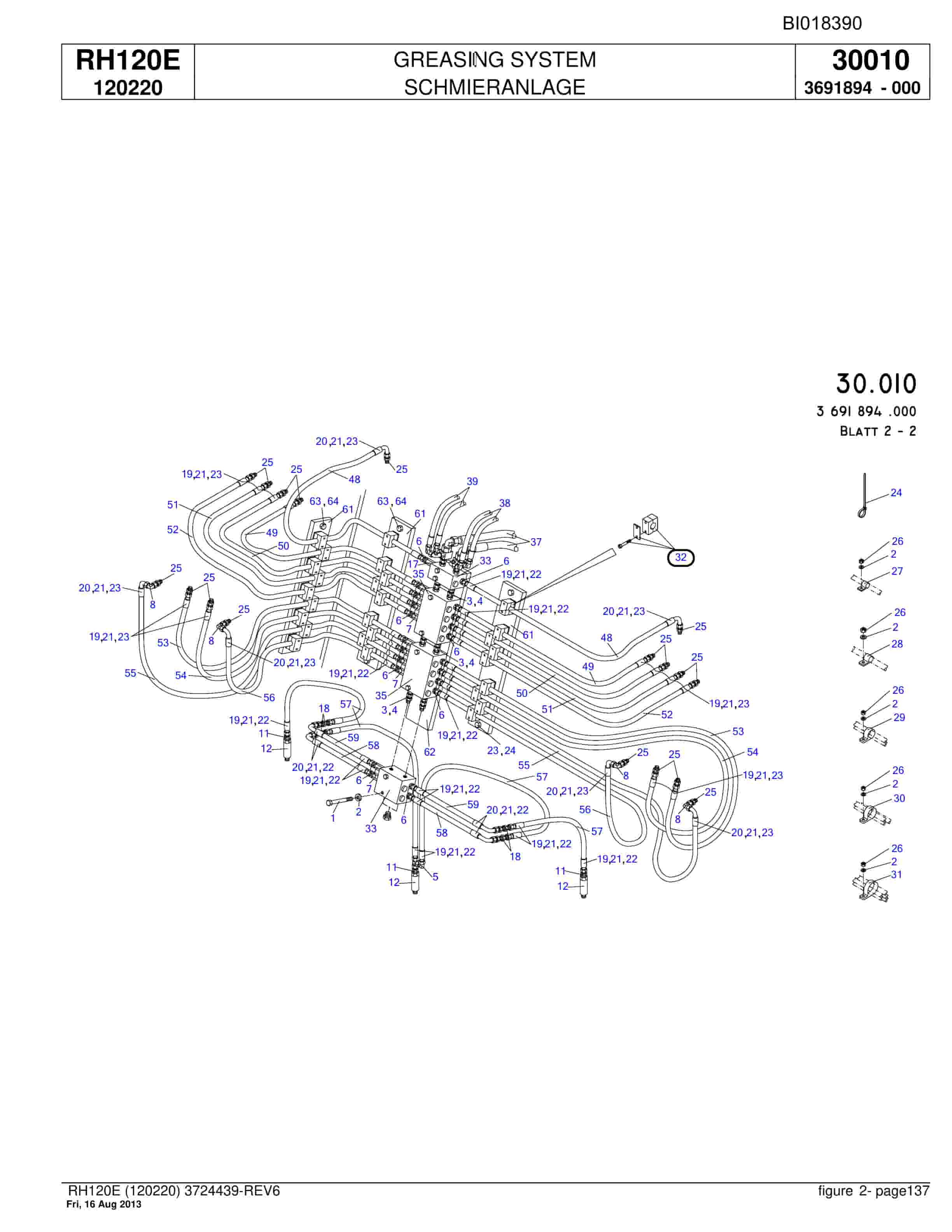 Bucyrus RH120E Hydraulic Excavator Parts Catalog BI018390-4
