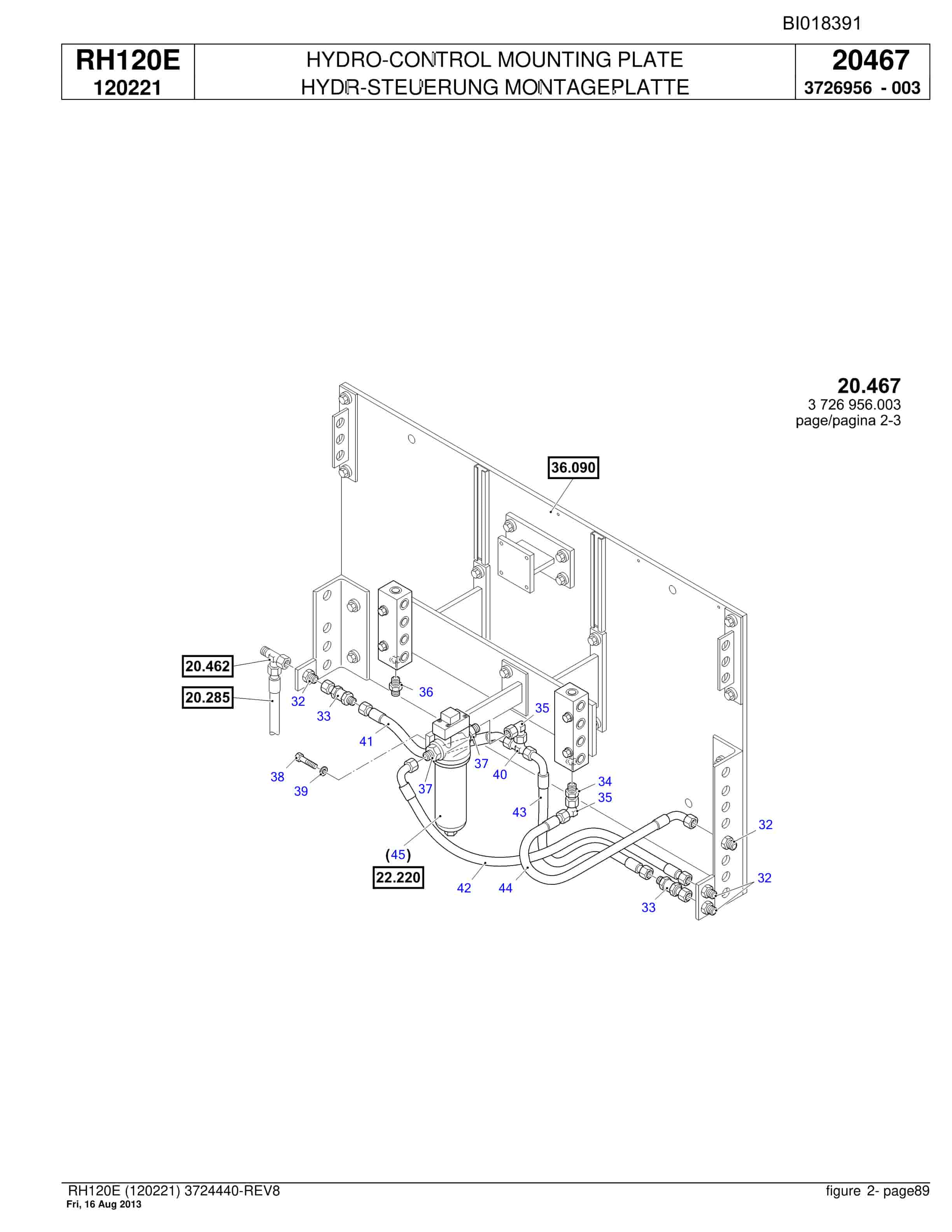 Bucyrus RH120E Hydraulic Excavator Parts Catalog BI018391-2