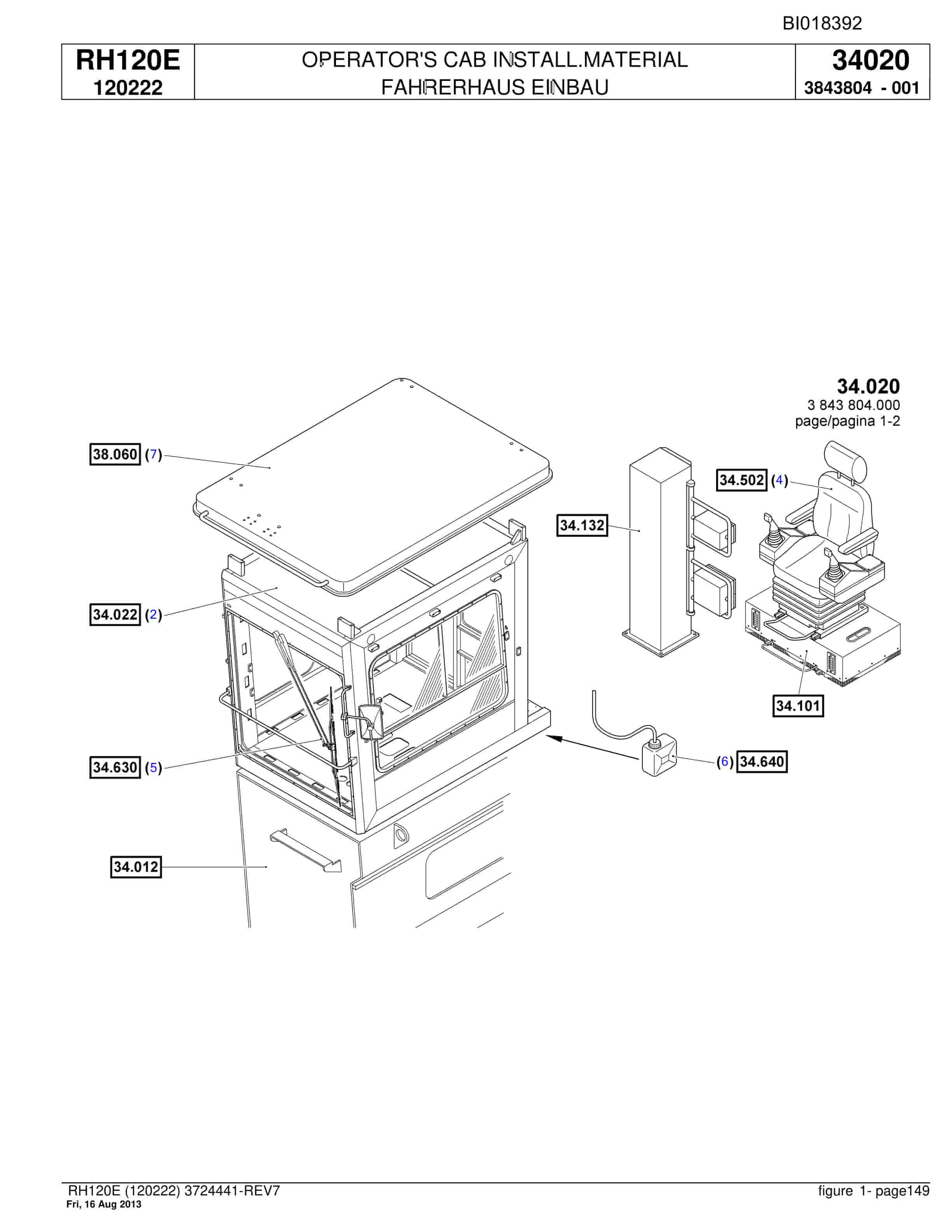 Bucyrus RH120E Hydraulic Excavator Parts Catalog BI018392-5