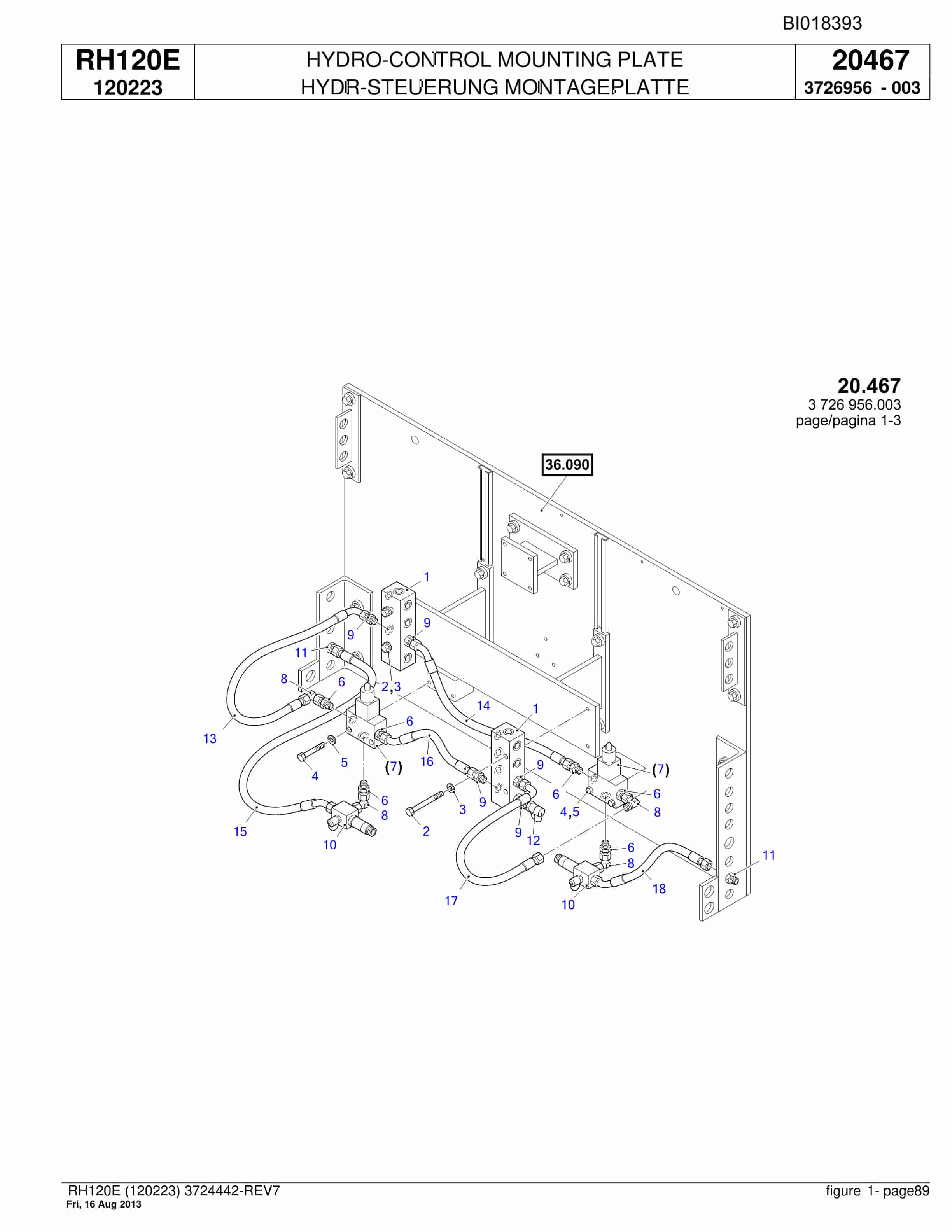 Bucyrus RH120E Hydraulic Excavator Parts Catalog BI018393-2