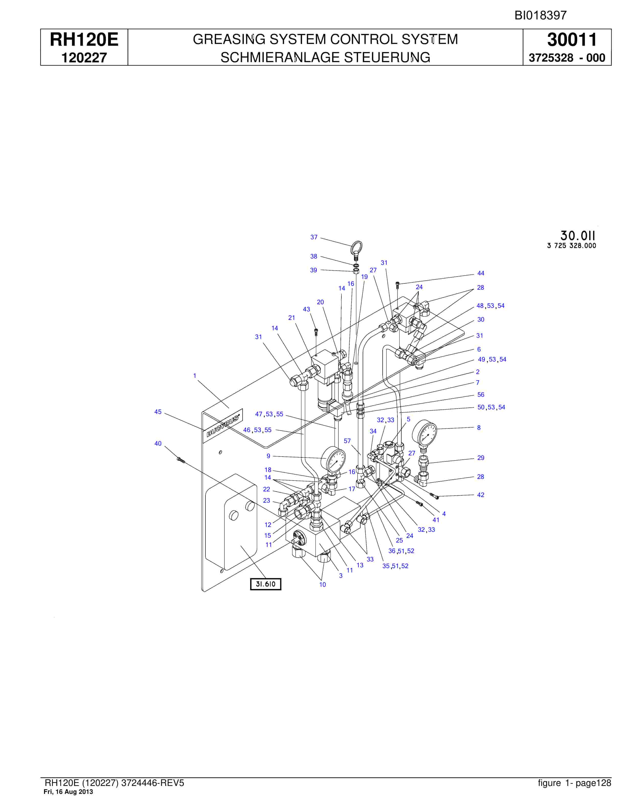 Bucyrus RH120E Hydraulic Excavator Parts Catalog BI018397-4