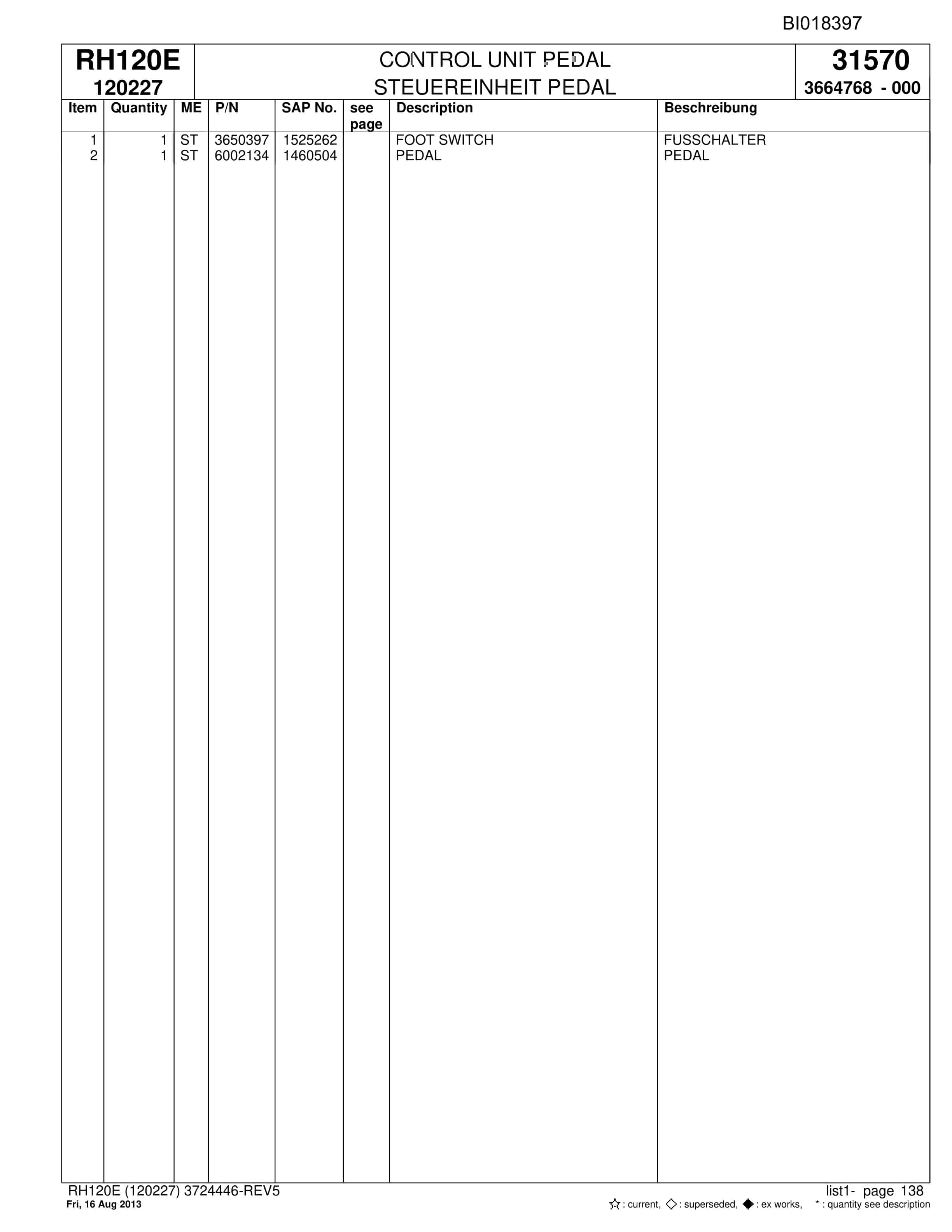 Bucyrus RH120E Hydraulic Excavator Parts Catalog BI018397-5