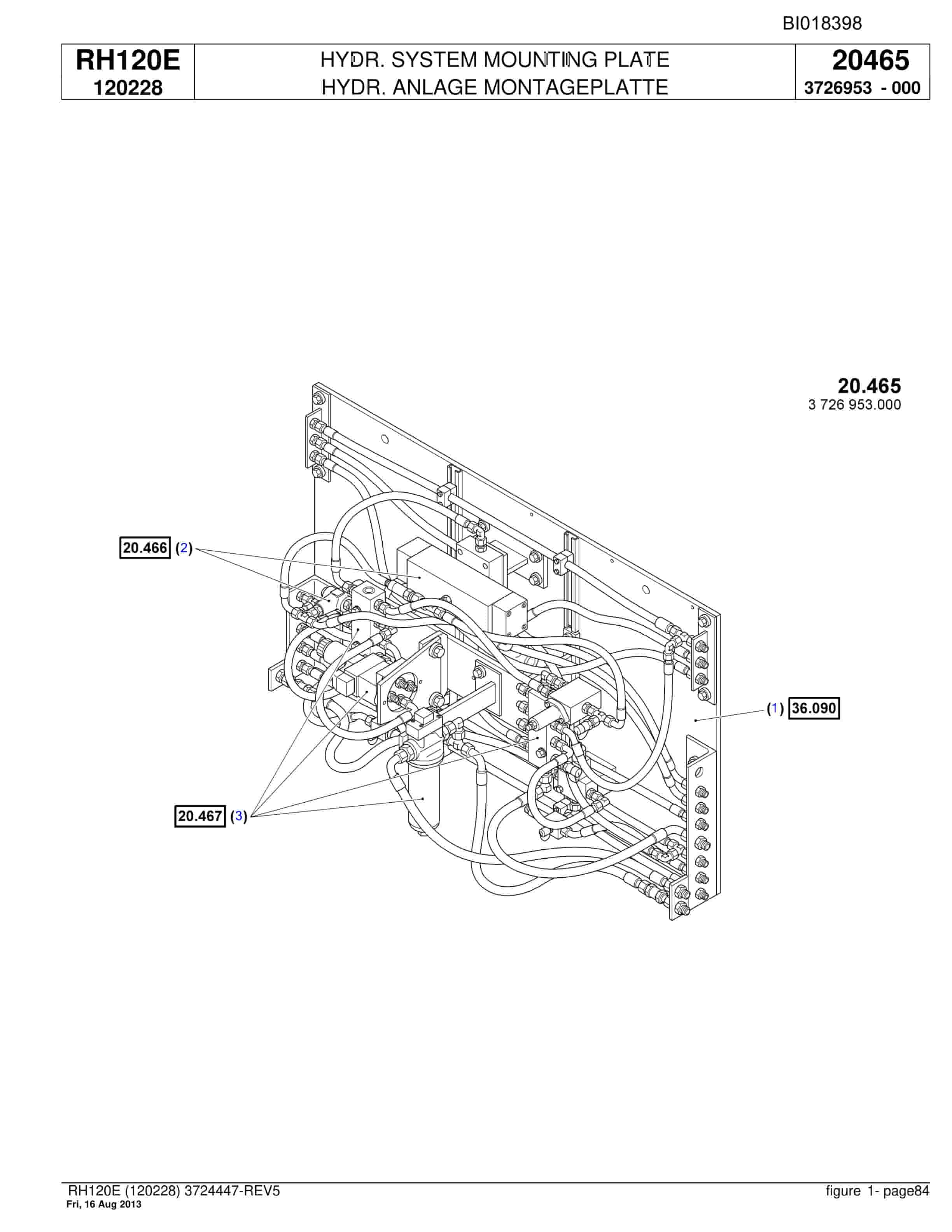 Bucyrus RH120E Hydraulic Excavator Parts Catalog BI018398-2