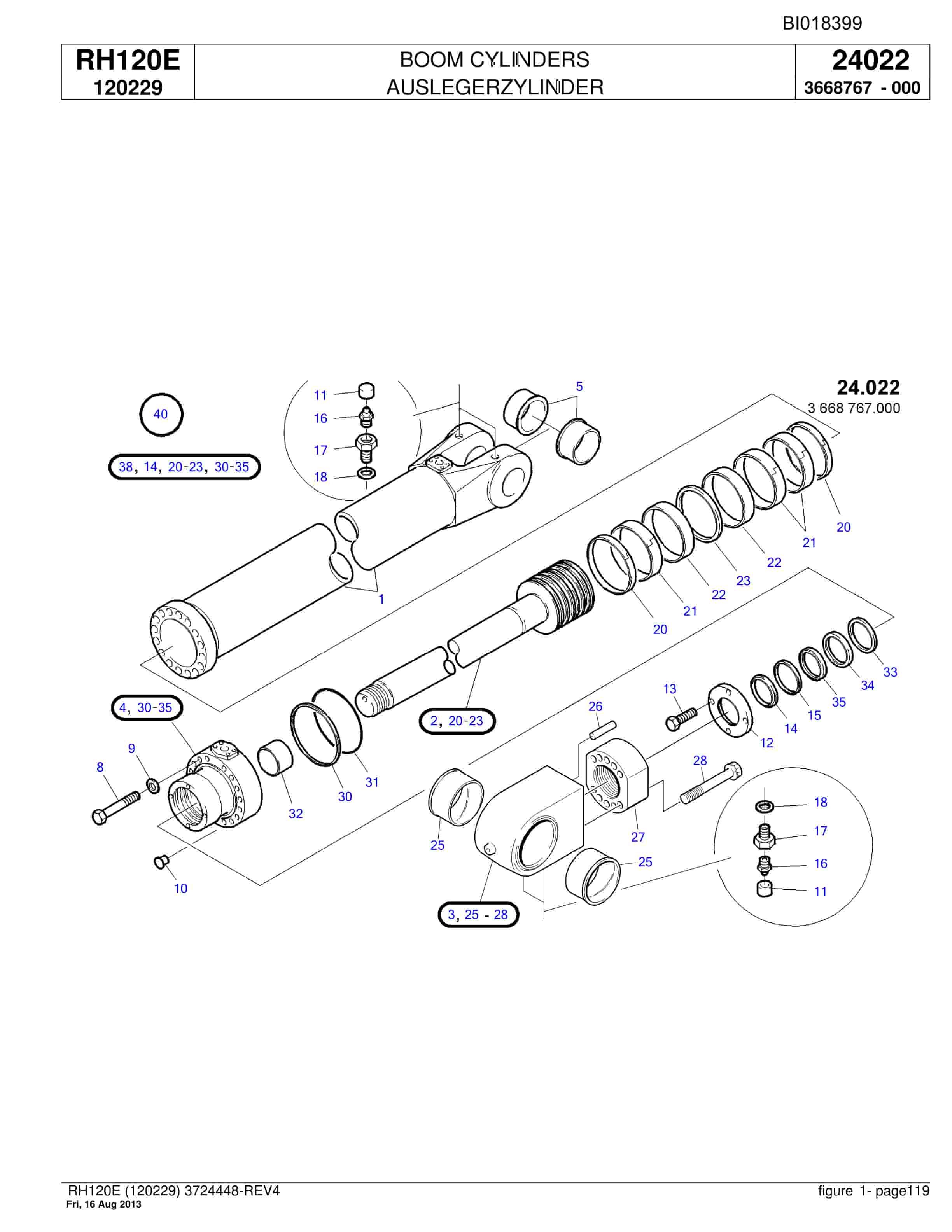 Bucyrus RH120E Hydraulic Excavator Parts Catalog BI018399-3