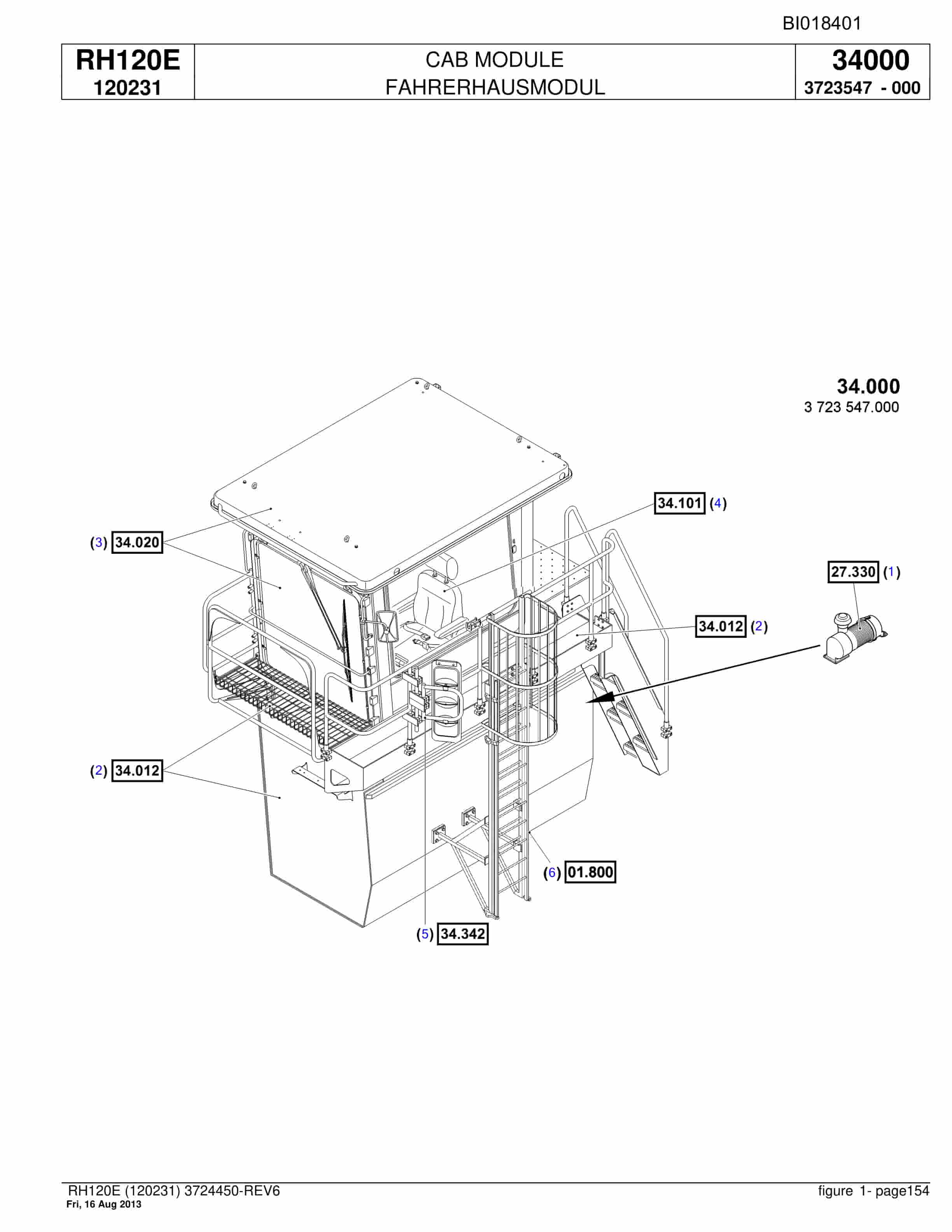 Bucyrus RH120E Hydraulic Excavator Parts Catalog BI018401-5