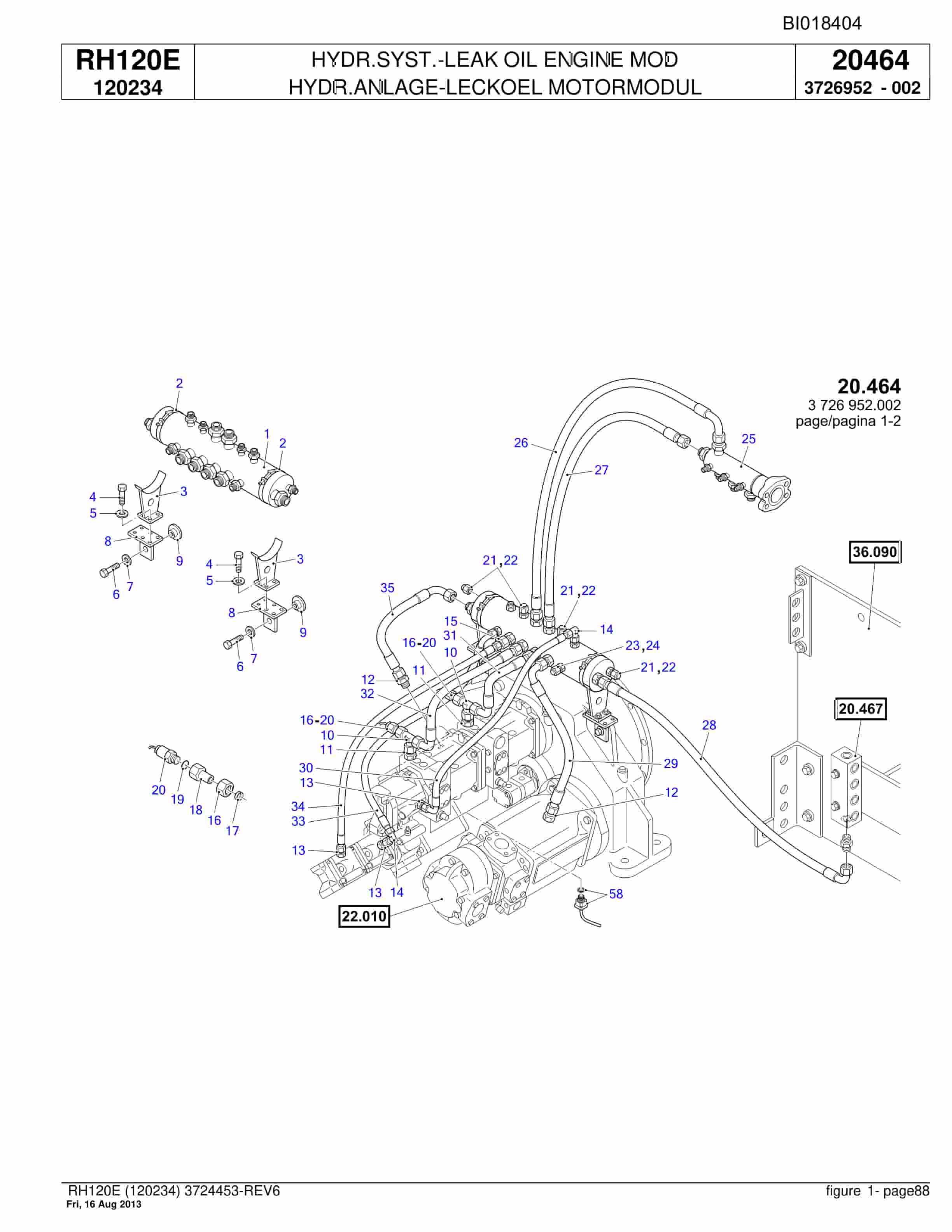 Bucyrus RH120E Hydraulic Excavator Parts Catalog BI018404-2