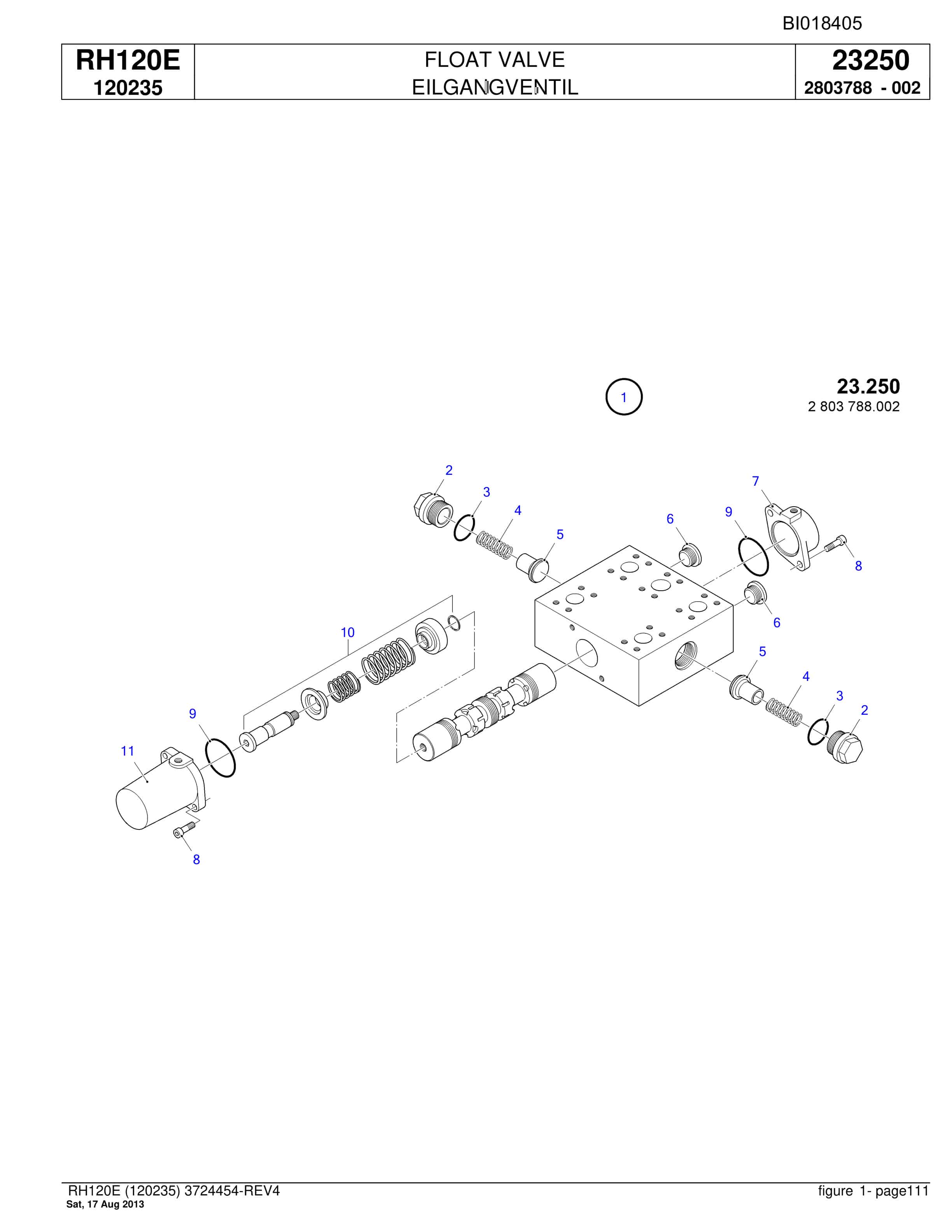 Bucyrus RH120E Hydraulic Excavator Parts Catalog BI018405-3