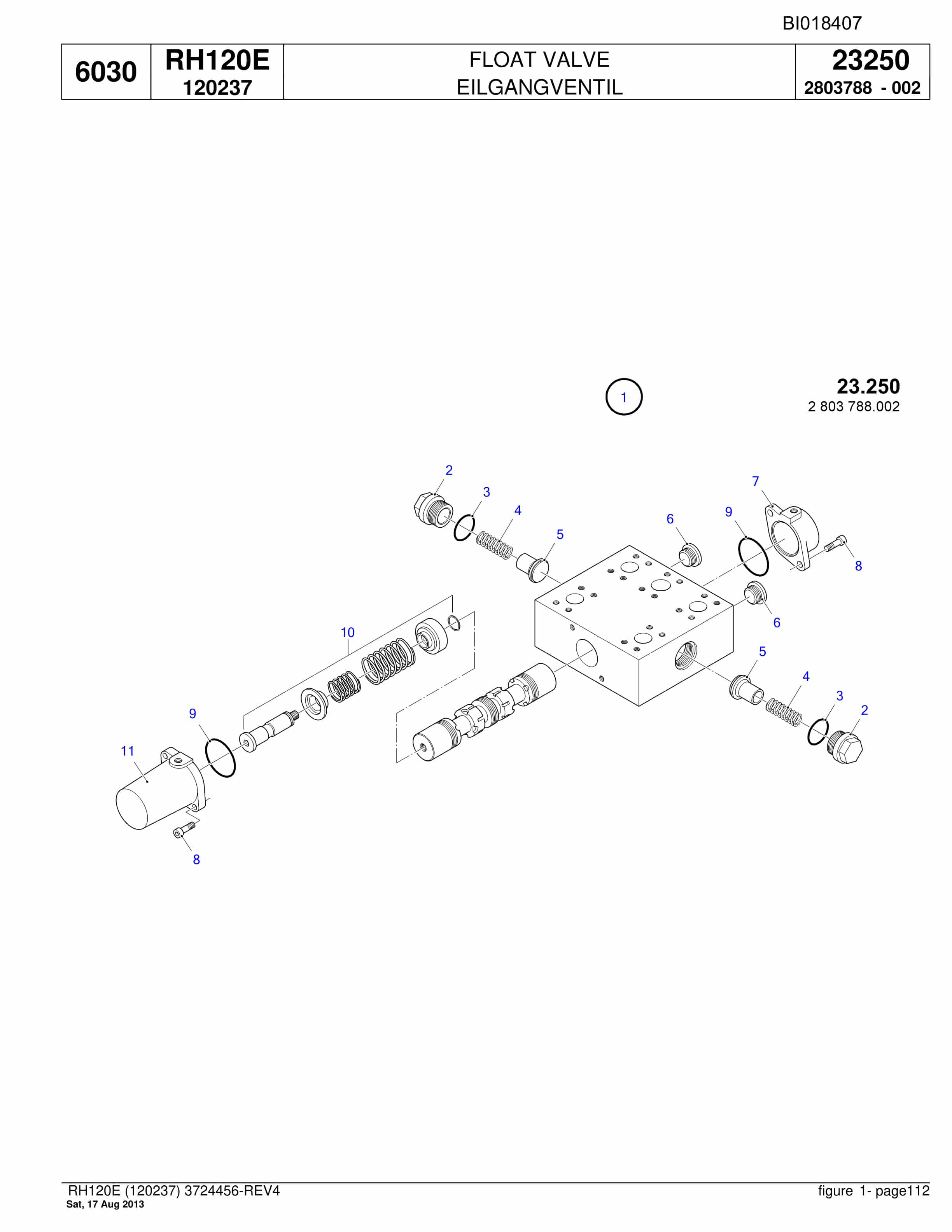Bucyrus RH120E Hydraulic Excavator Parts Catalog BI018407-3
