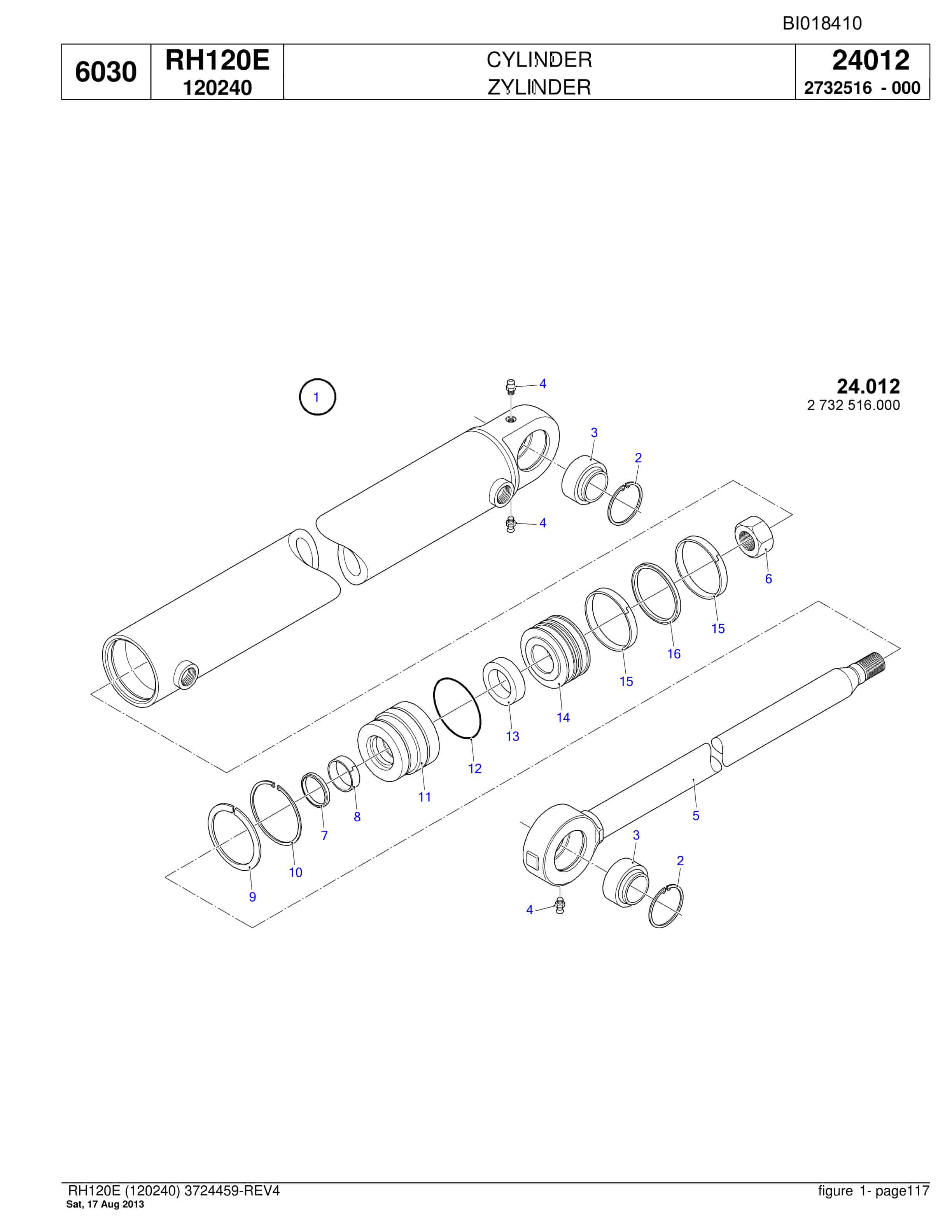 Bucyrus RH120E Hydraulic Excavator Parts Catalog BI018410-3