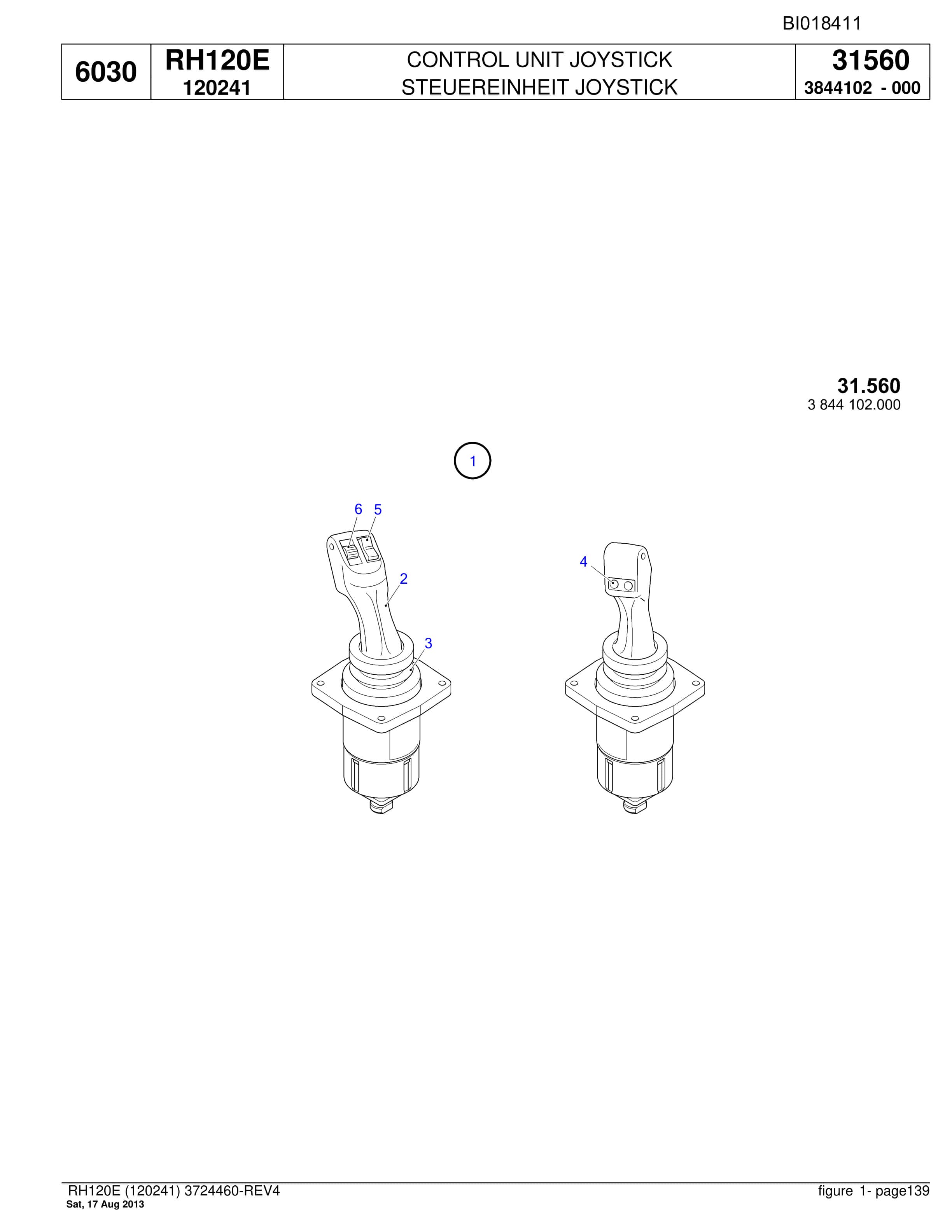 Bucyrus RH120E Hydraulic Excavator Parts Catalog BI018411-5
