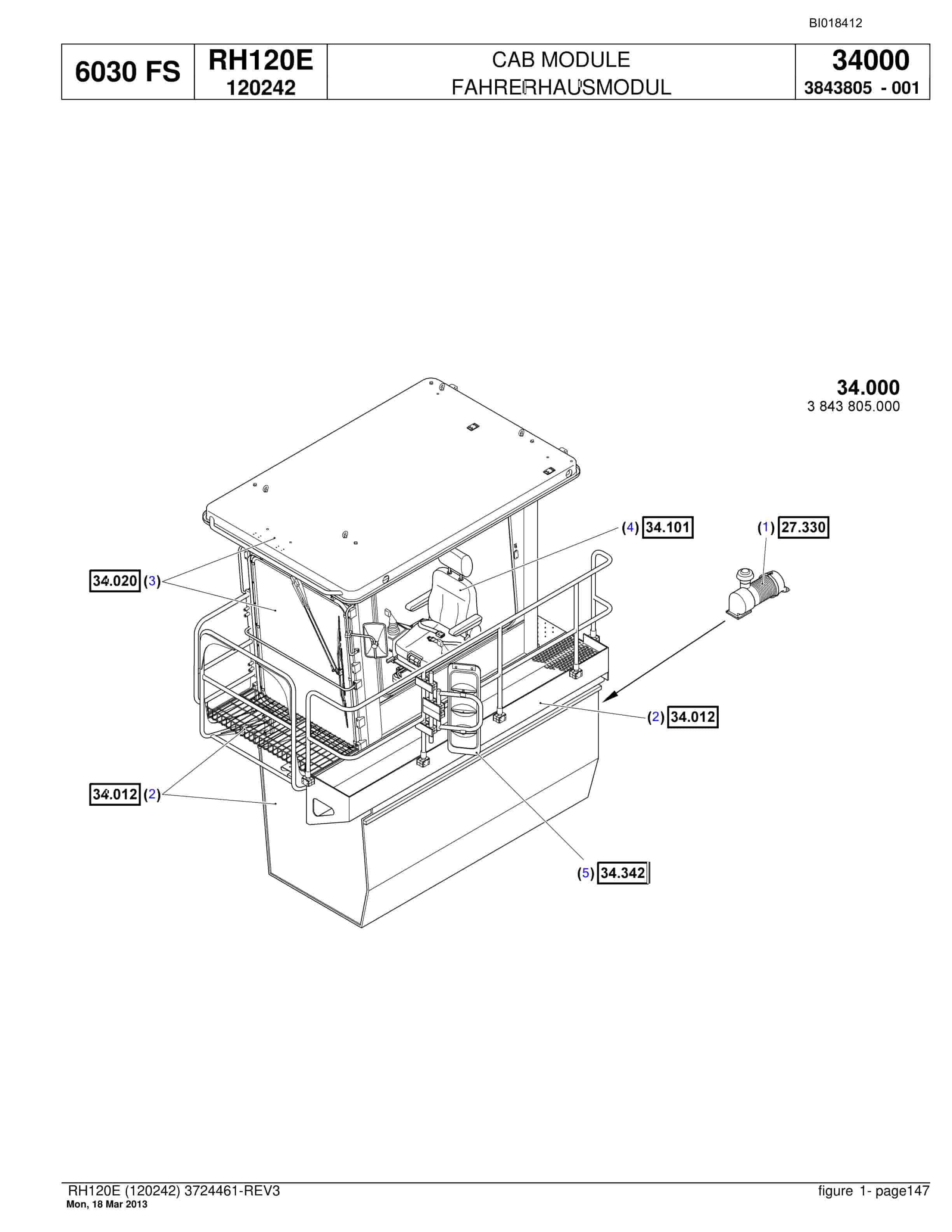 Bucyrus RH120E Hydraulic Excavator Parts Catalog BI018412-5