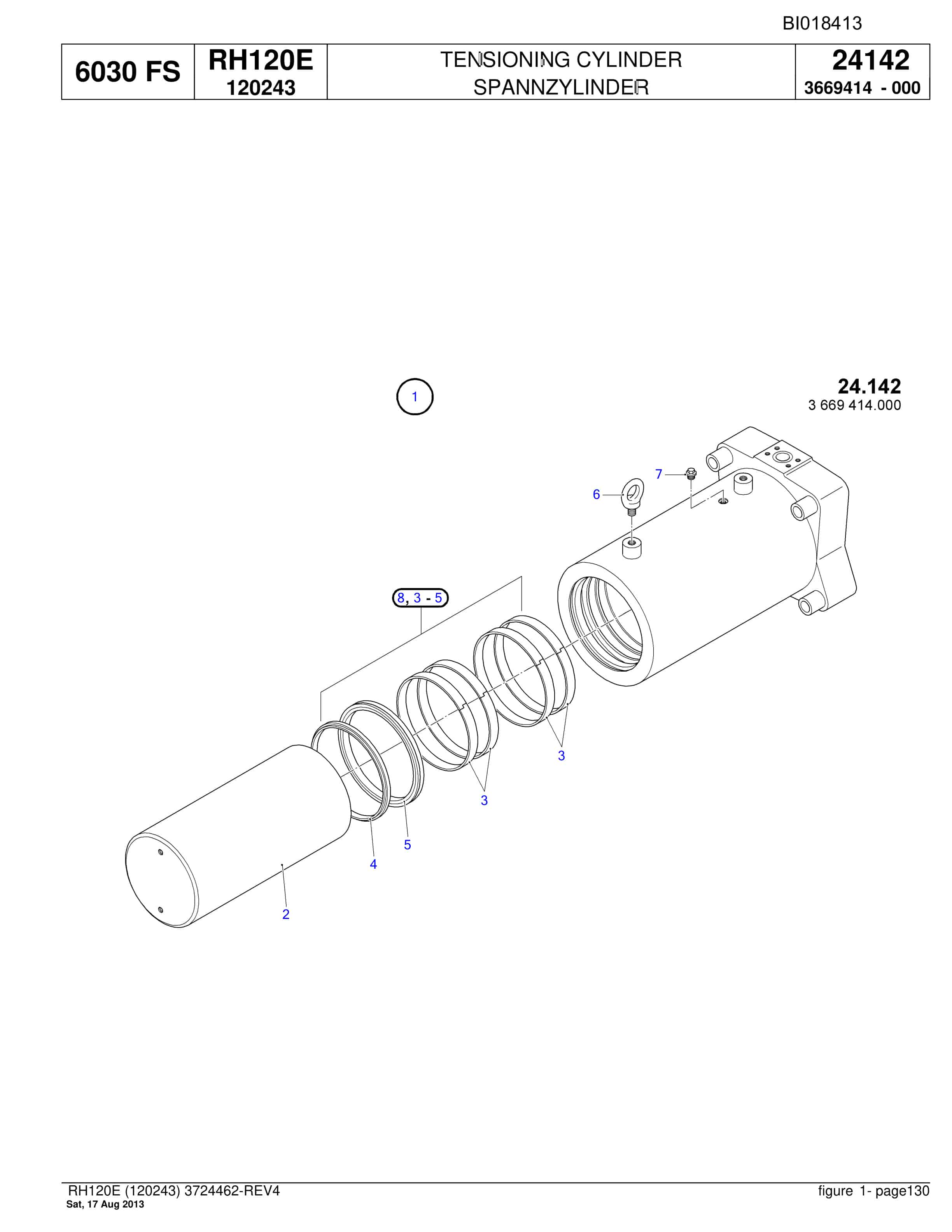 Bucyrus RH120E Hydraulic Excavator Parts Catalog BI018413-3