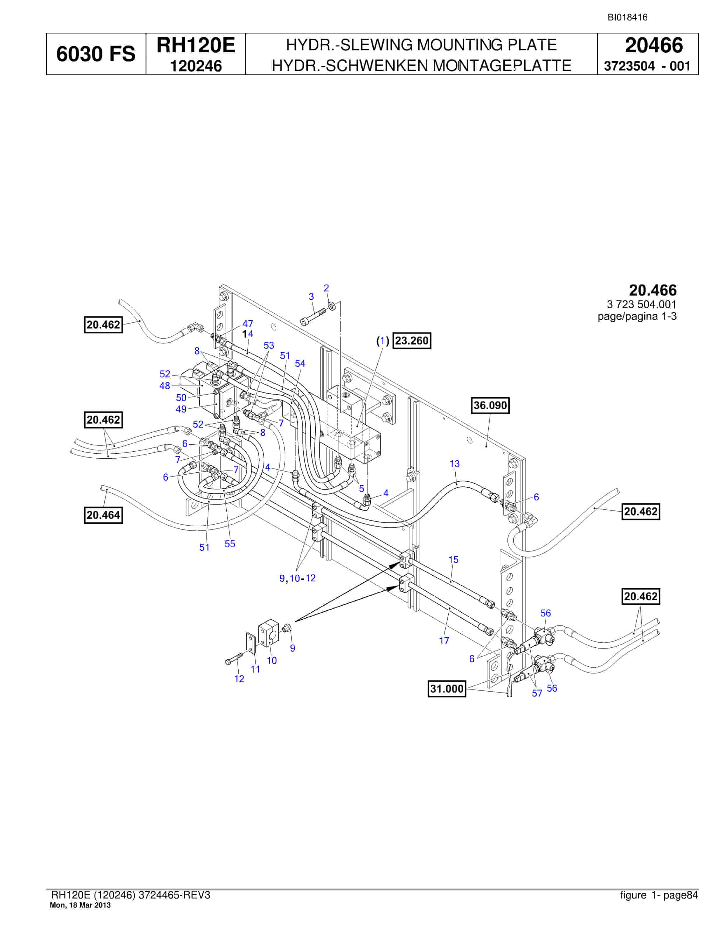 Bucyrus RH120E Hydraulic Excavator Parts Catalog BI018416-2