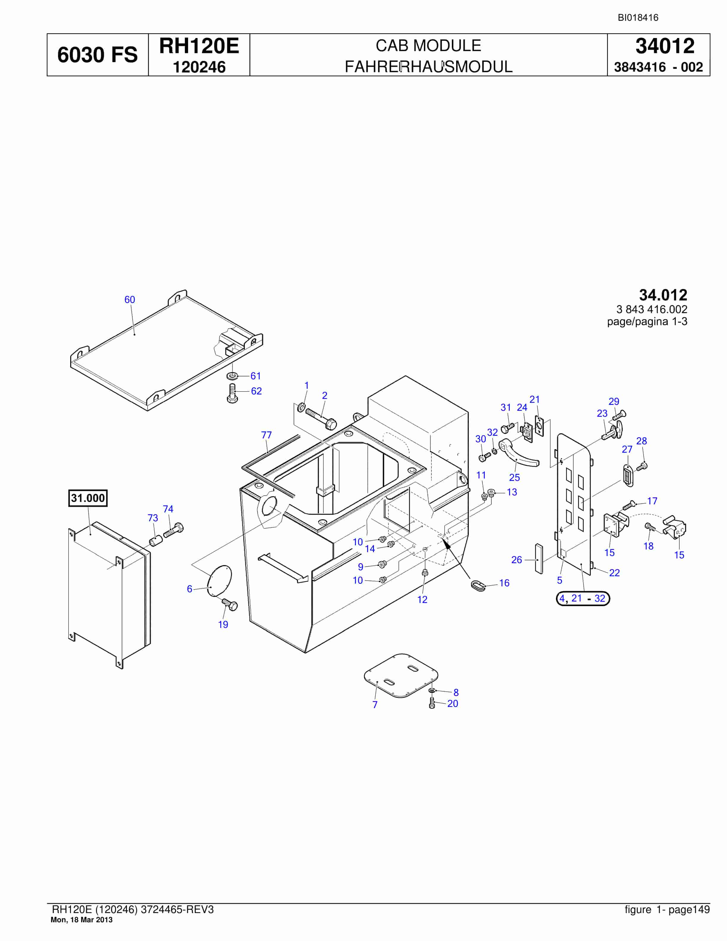 Bucyrus RH120E Hydraulic Excavator Parts Catalog BI018416-5
