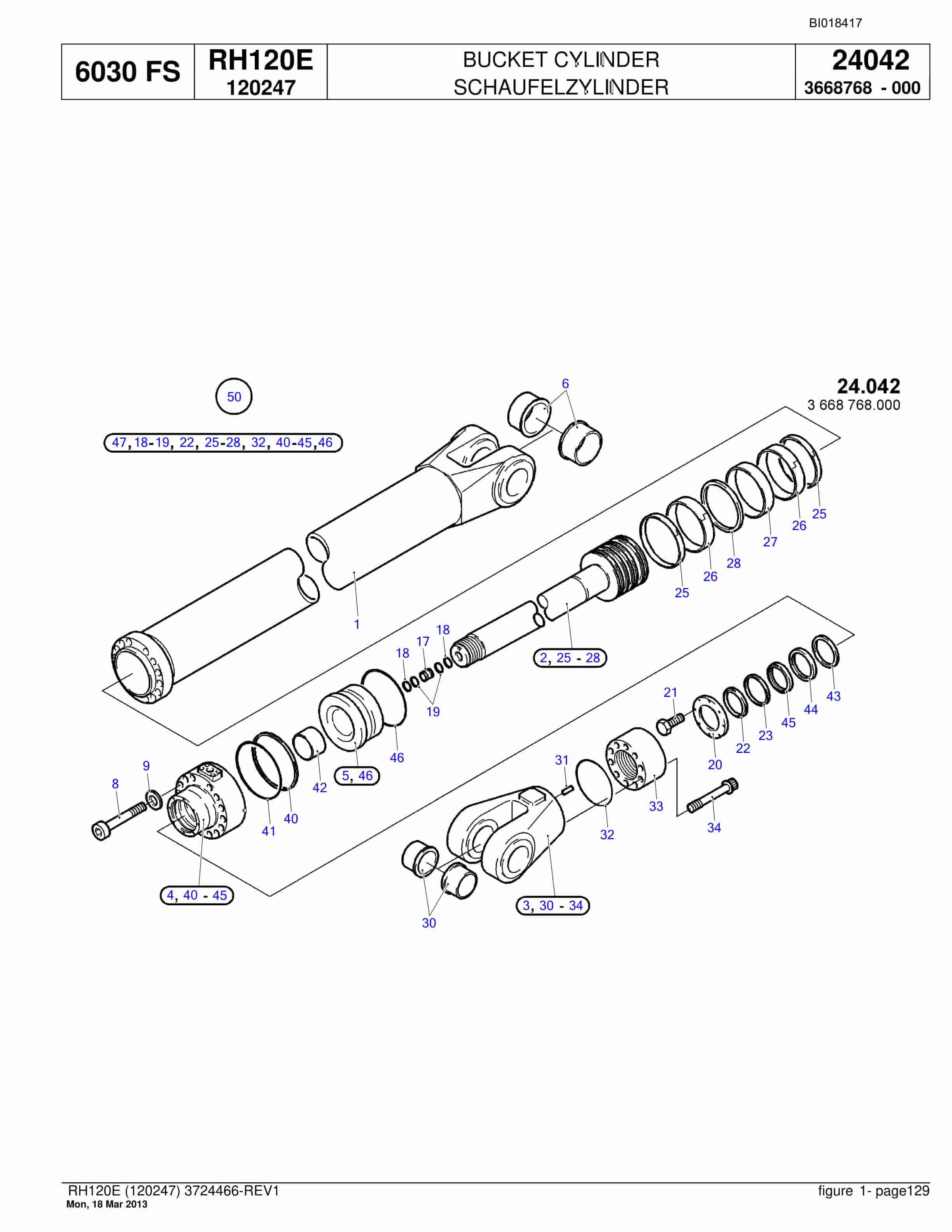 Bucyrus RH120E Hydraulic Excavator Parts Catalog BI018417-3