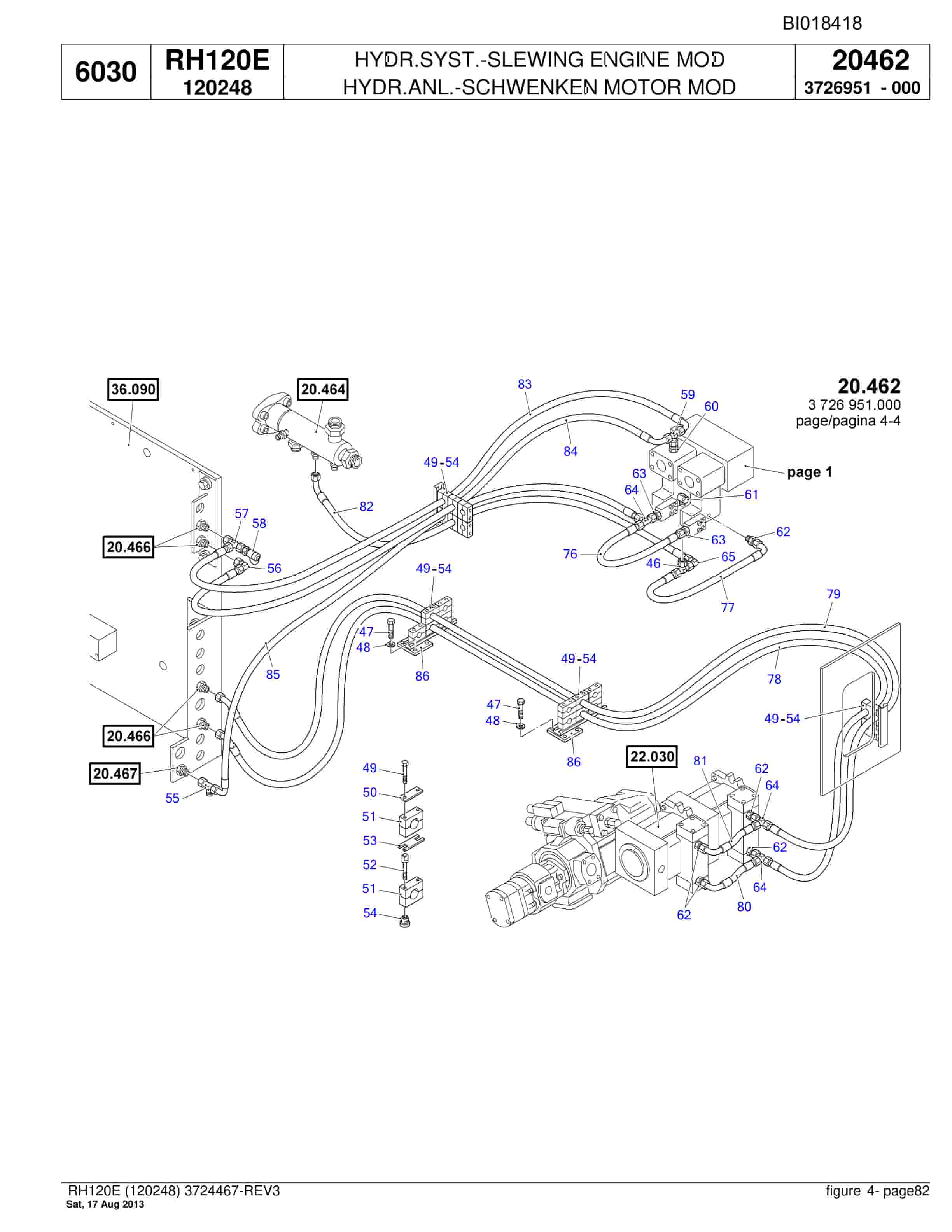 Bucyrus RH120E Hydraulic Excavator Parts Catalog BI018418-2
