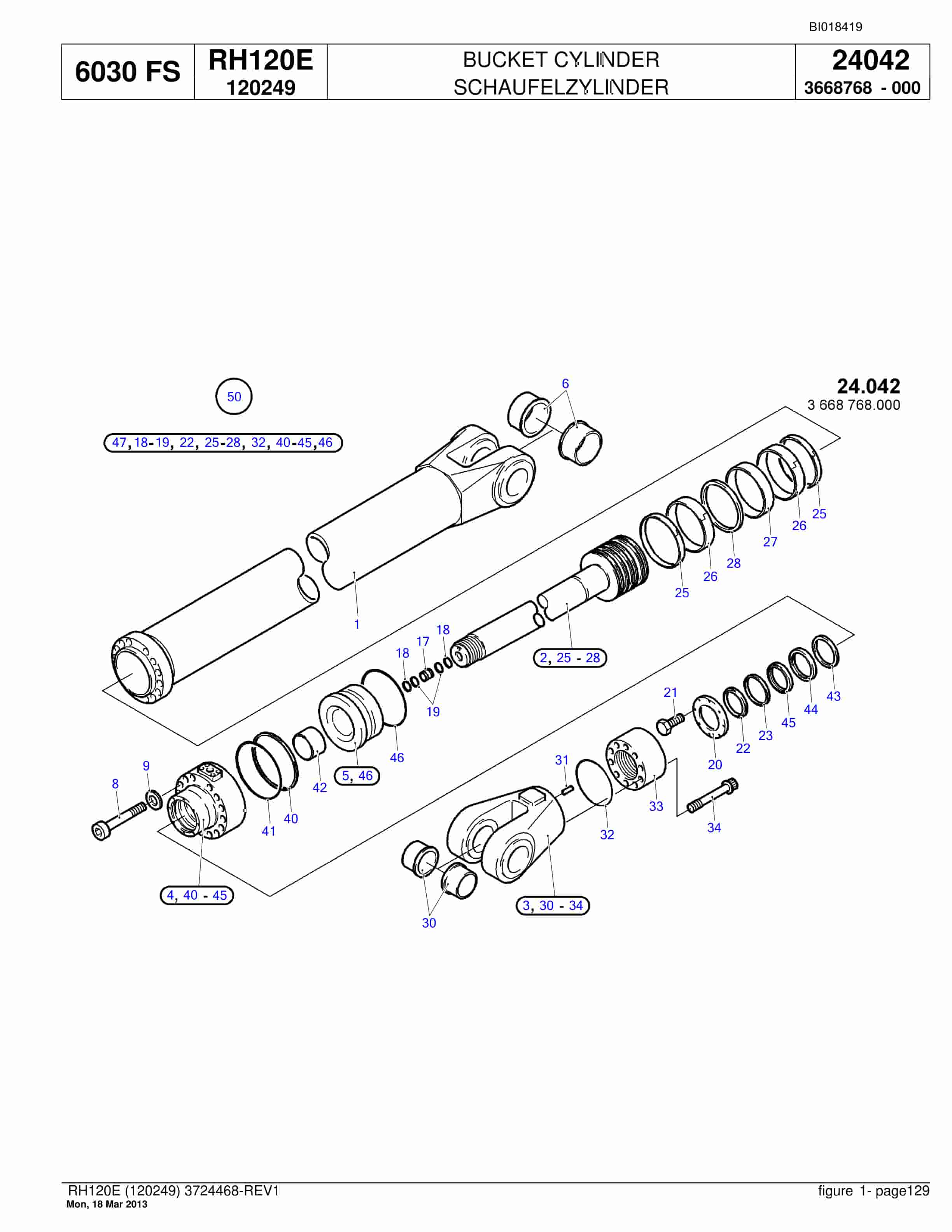Bucyrus RH120E Hydraulic Excavator Parts Catalog BI018419-3