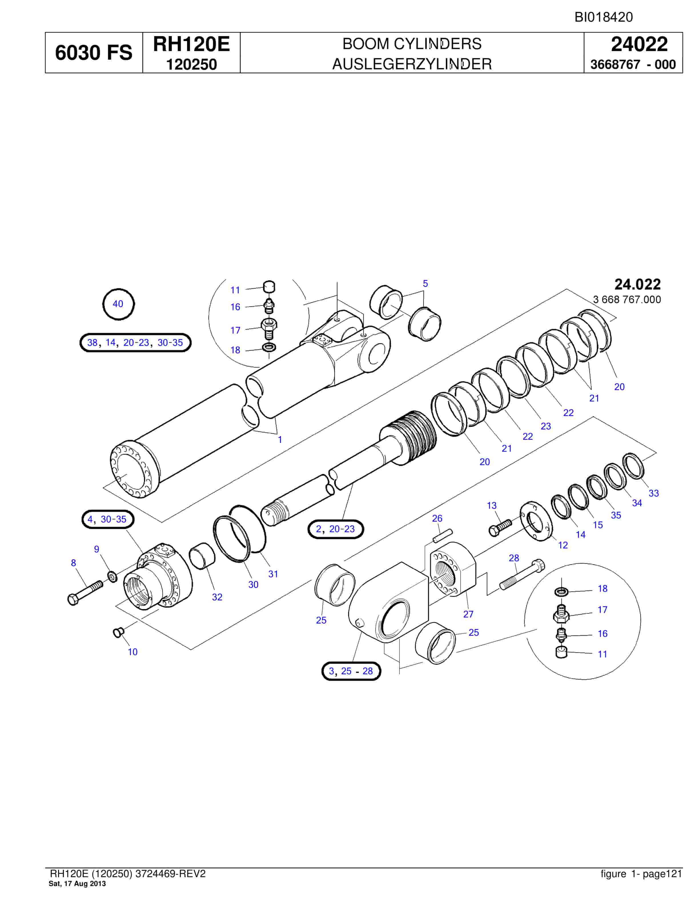 Bucyrus RH120E Hydraulic Excavator Parts Catalog BI018420-3