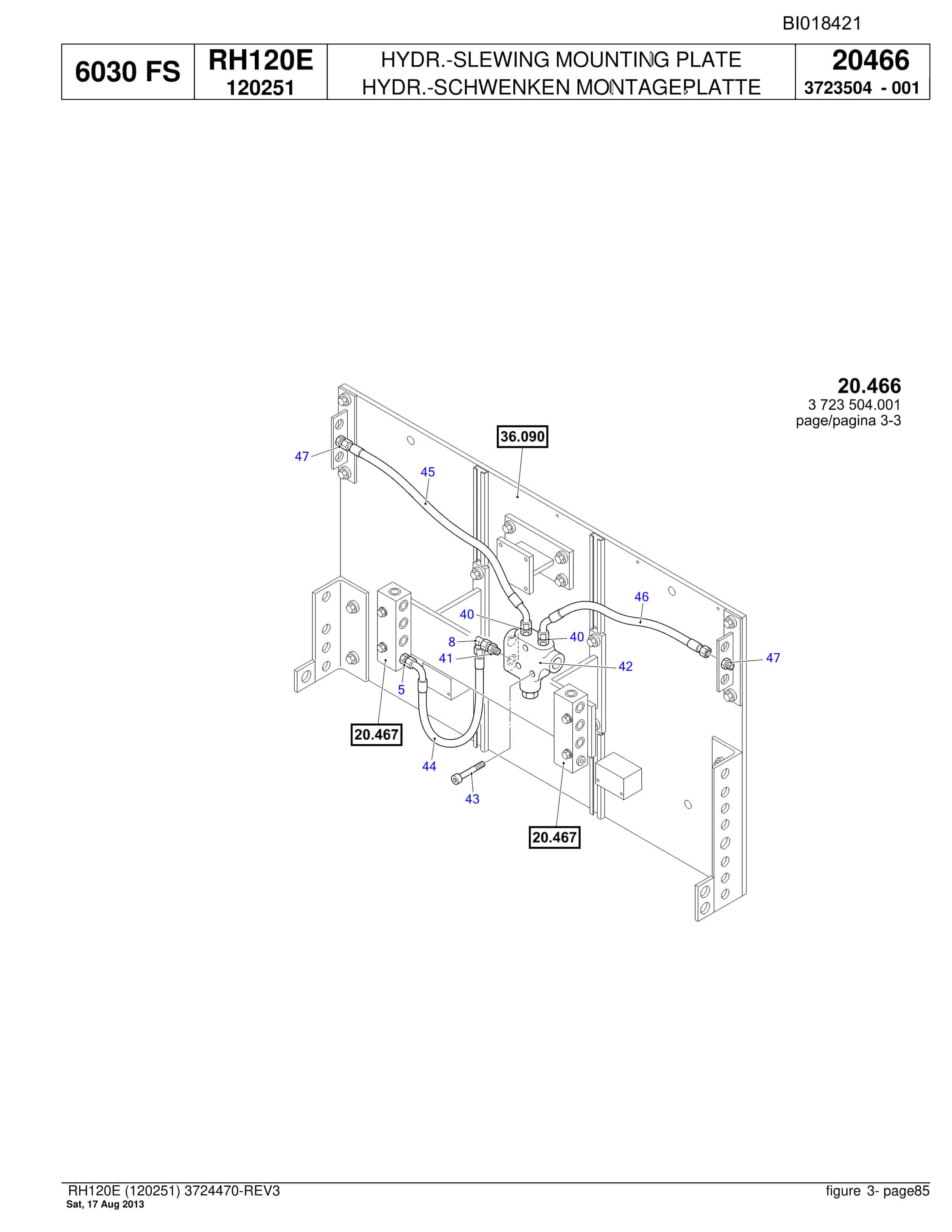 Bucyrus RH120E Hydraulic Excavator Parts Catalog BI018421-2