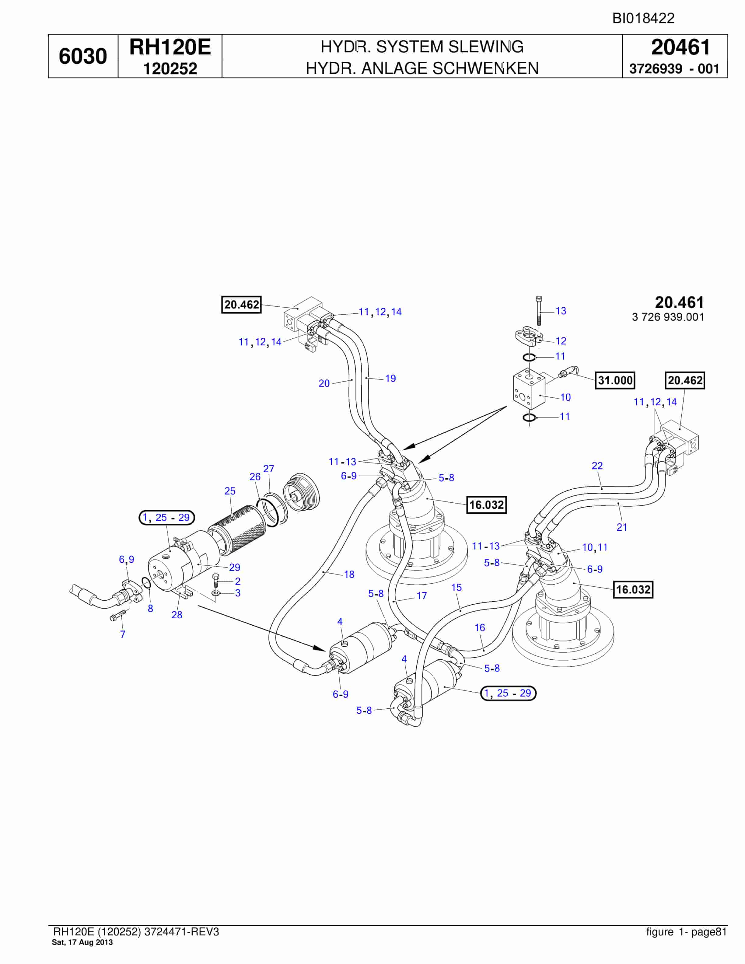 Bucyrus RH120E Hydraulic Excavator Parts Catalog BI018422-2