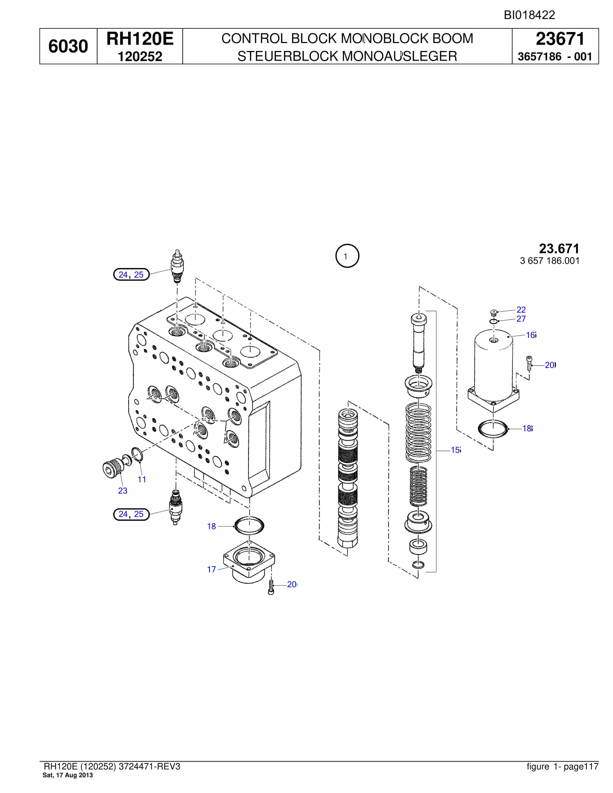 Bucyrus RH120E Hydraulic Excavator Parts Catalog BI018422-3