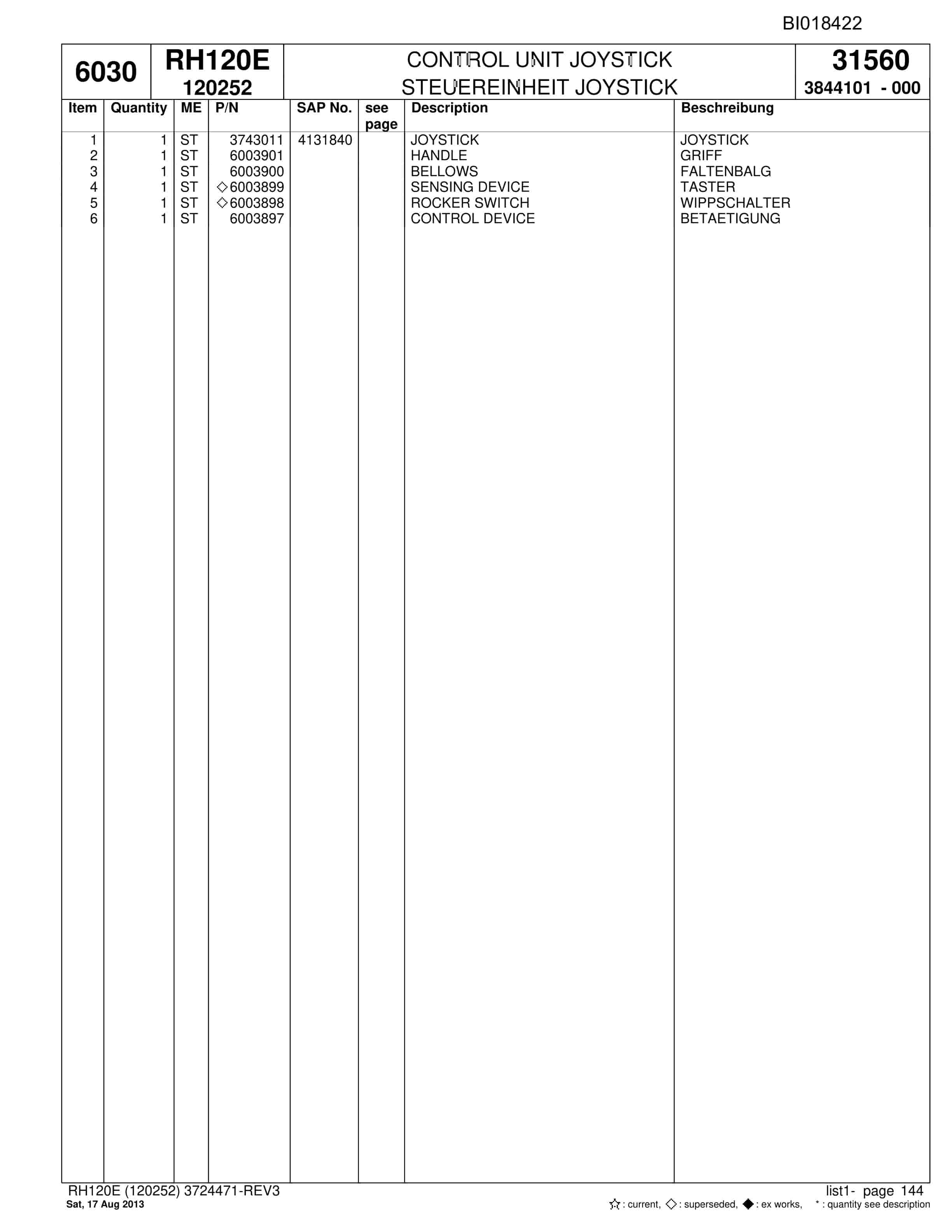 Bucyrus RH120E Hydraulic Excavator Parts Catalog BI018422-5