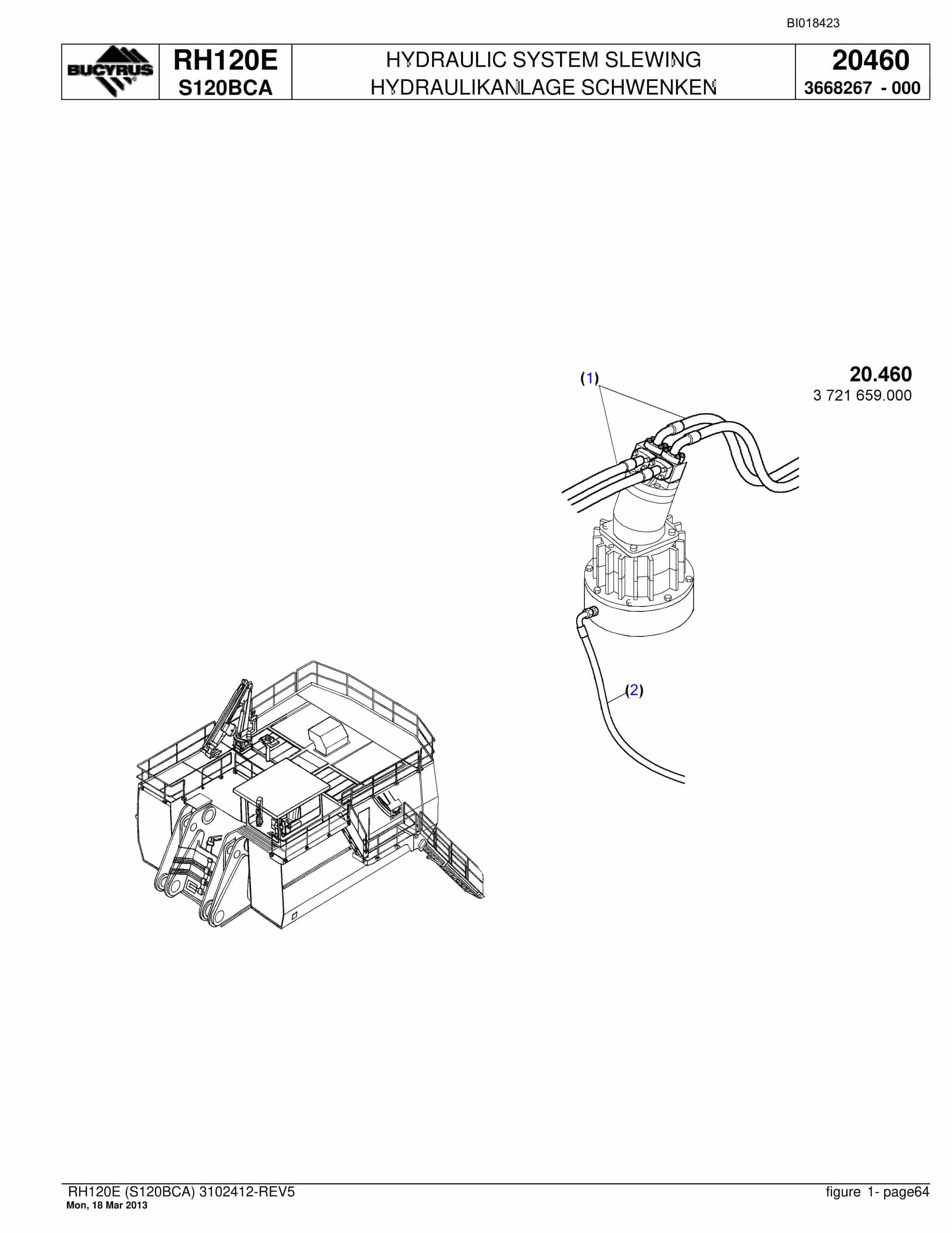 Bucyrus RH120E Hydraulic Excavator Parts Catalog BI018423-2