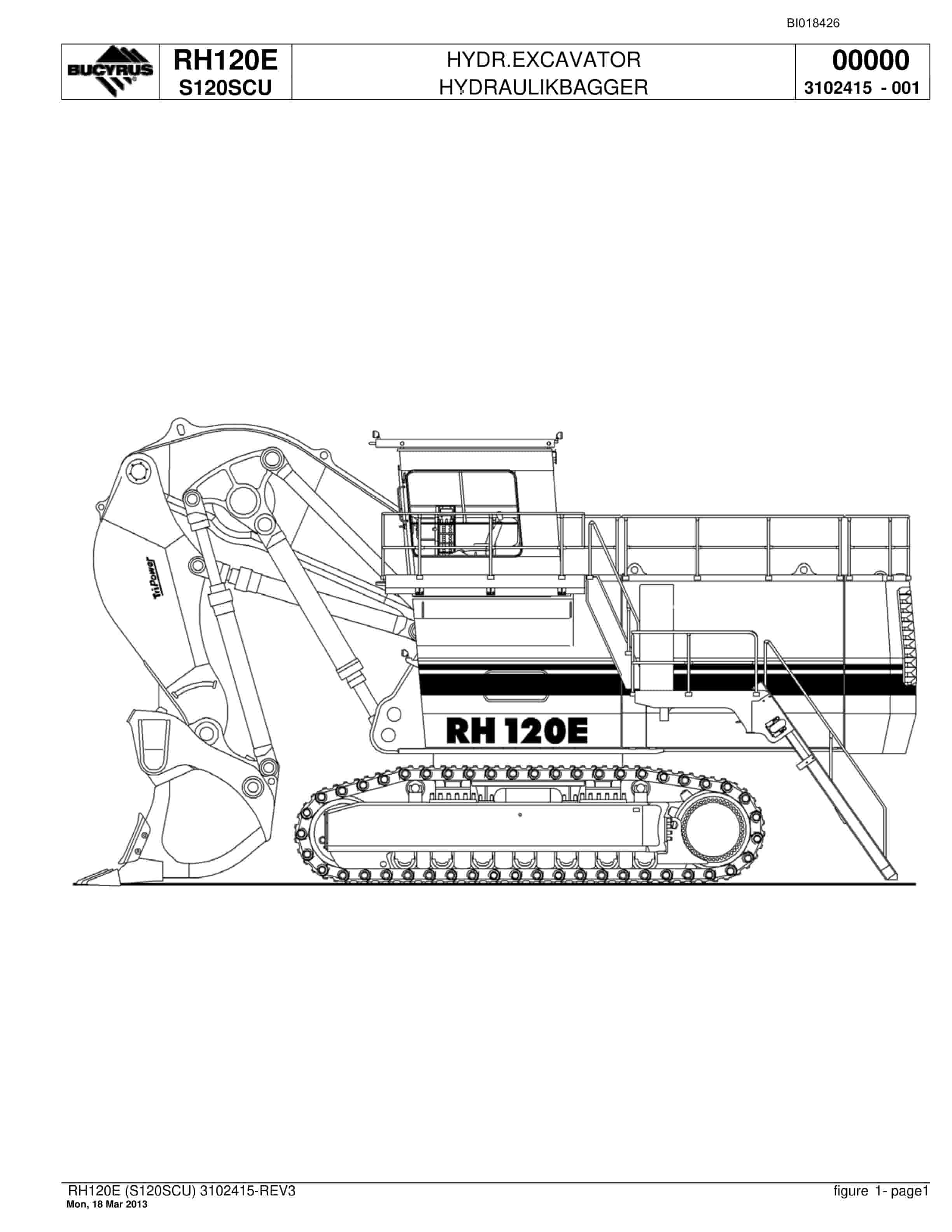 Bucyrus RH120E Hydraulic Excavator Parts Catalog BI018426