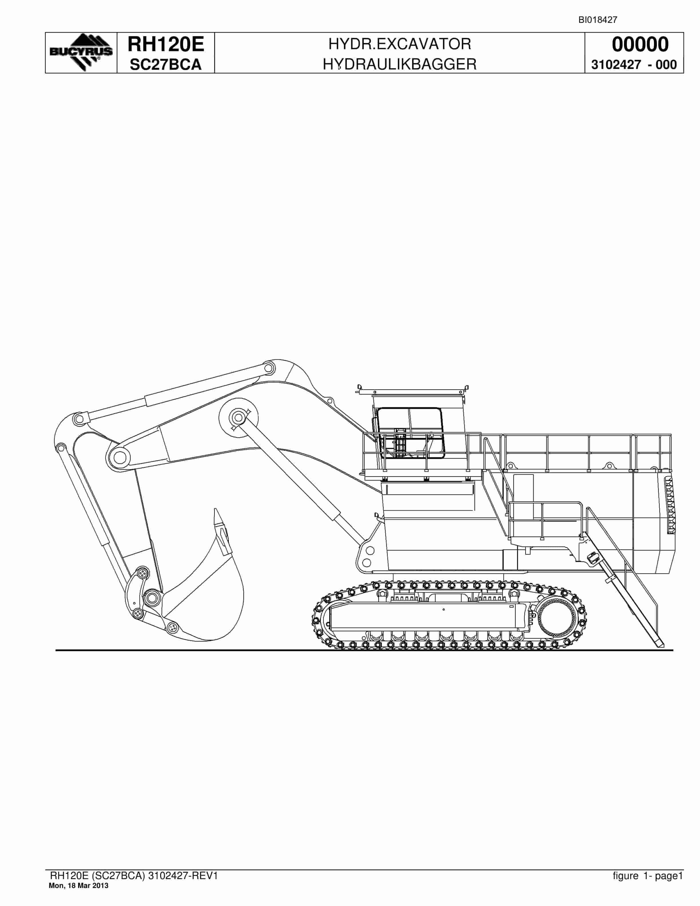 Bucyrus RH120E Hydraulic Excavator Parts Catalog BI018427