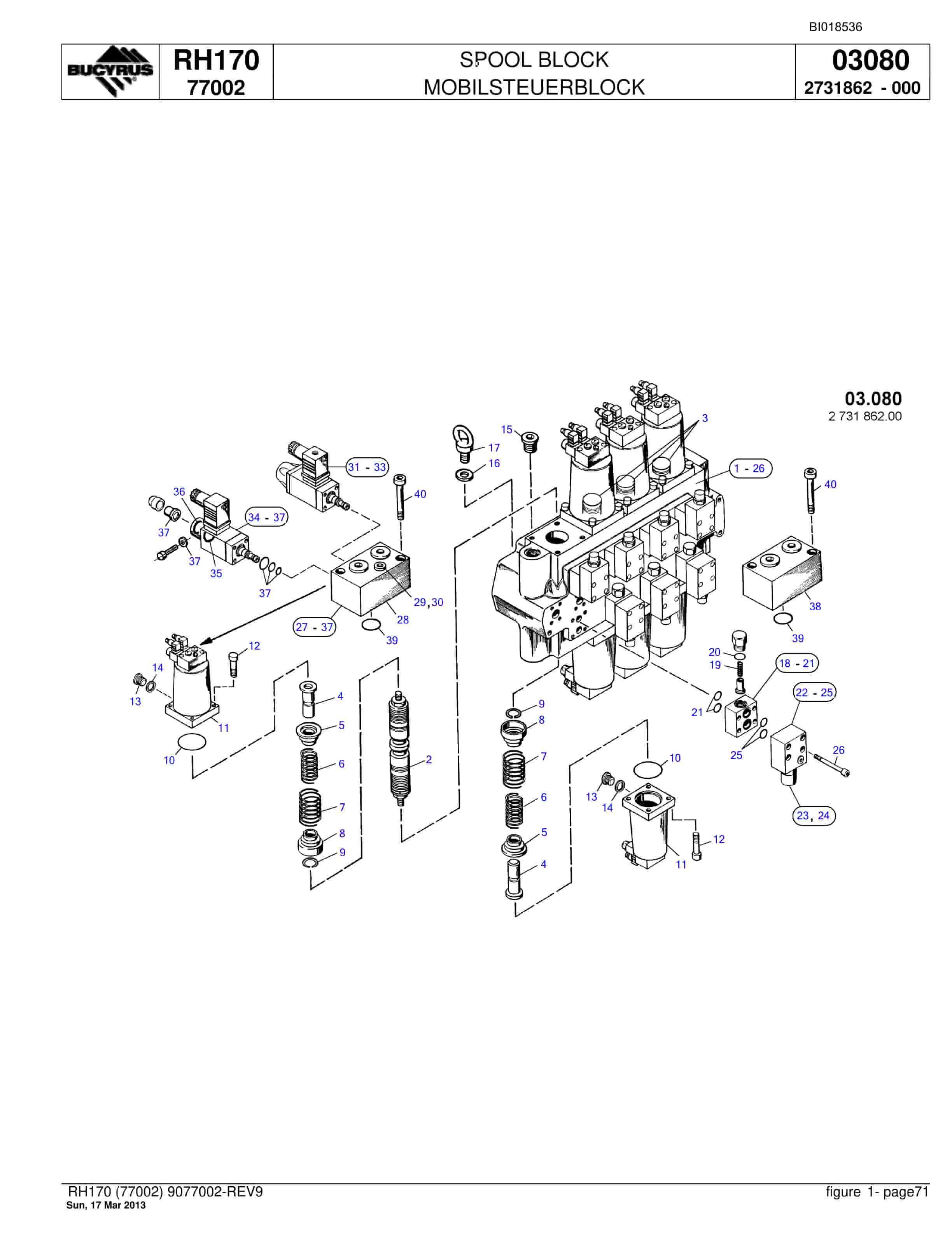 Bucyrus RH170 Hydraulic Excavator Parts Catalog BI018536-4