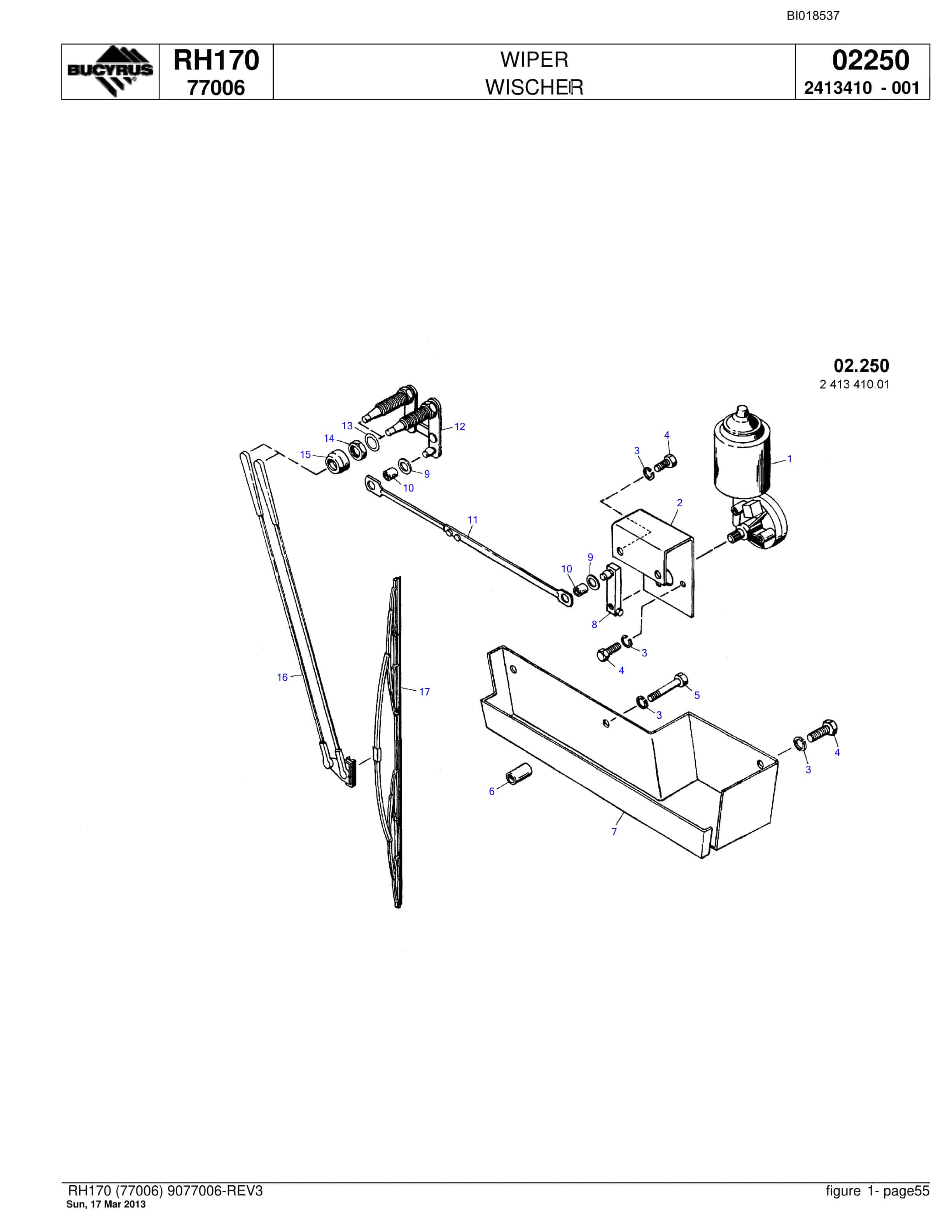 Bucyrus RH170 Hydraulic Excavator Parts Catalog BI018537-2