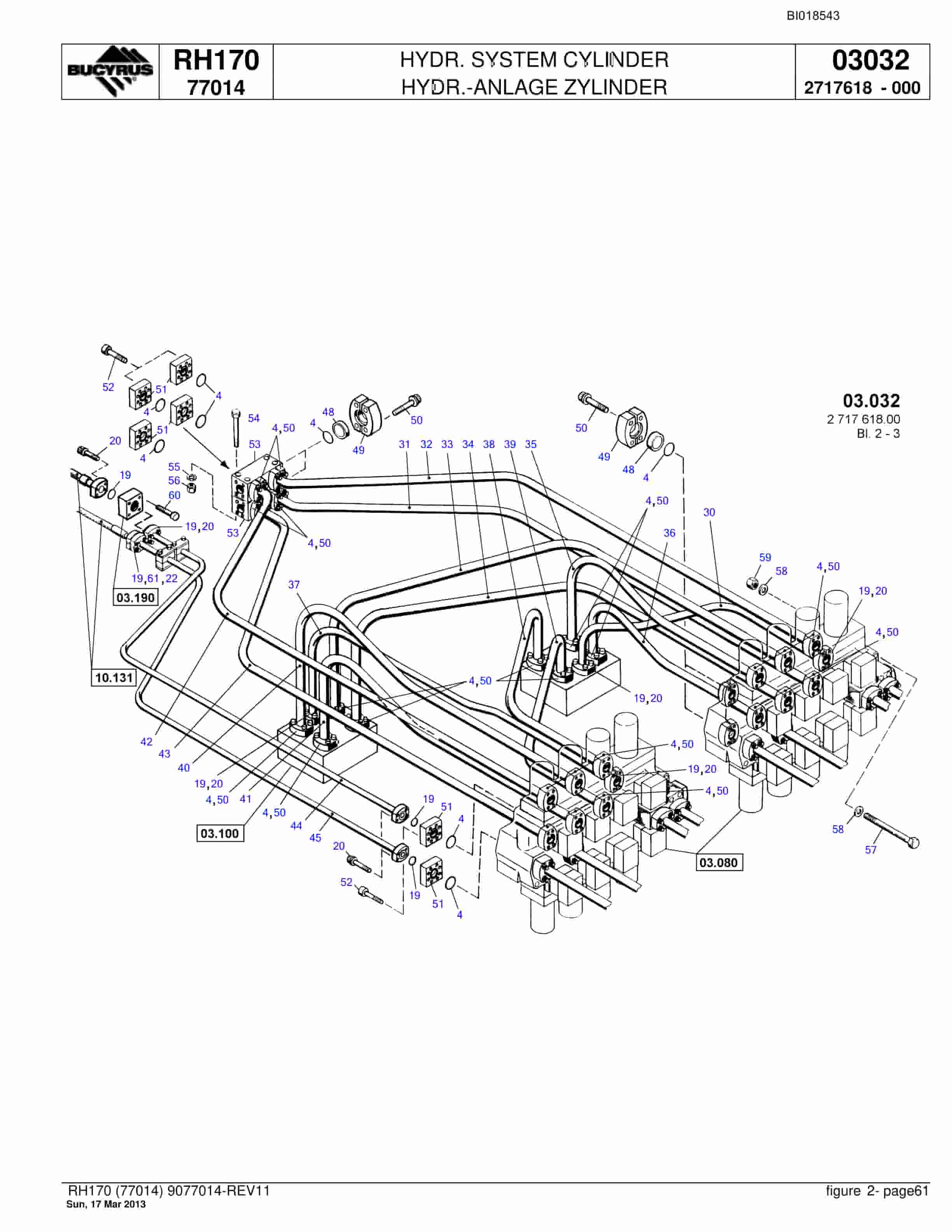 Bucyrus RH170 Hydraulic Excavator Parts Catalog BI018543-3