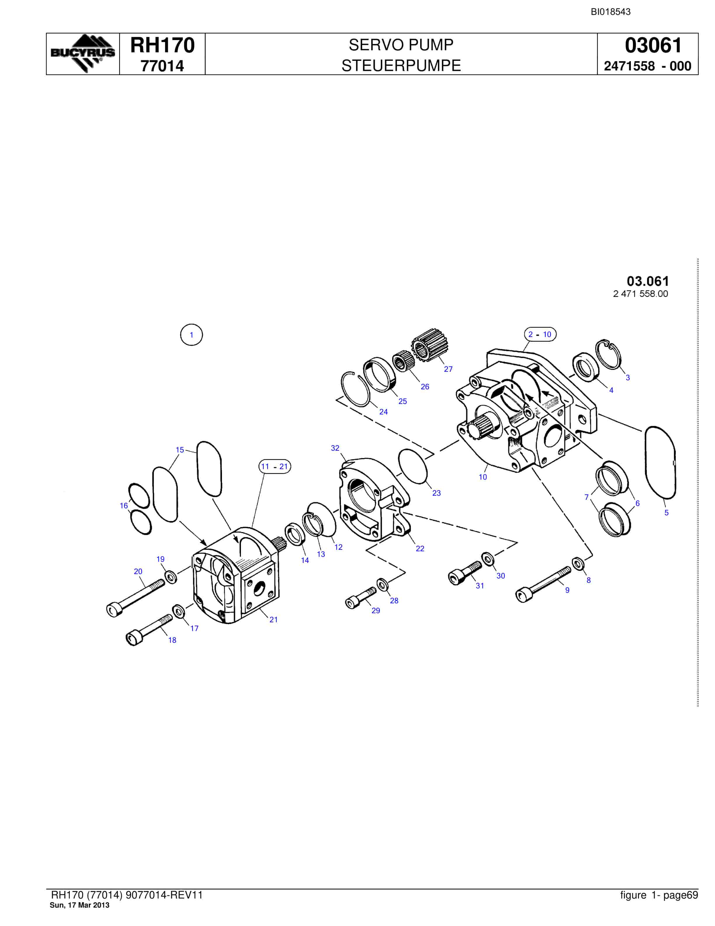Bucyrus RH170 Hydraulic Excavator Parts Catalog BI018543-4