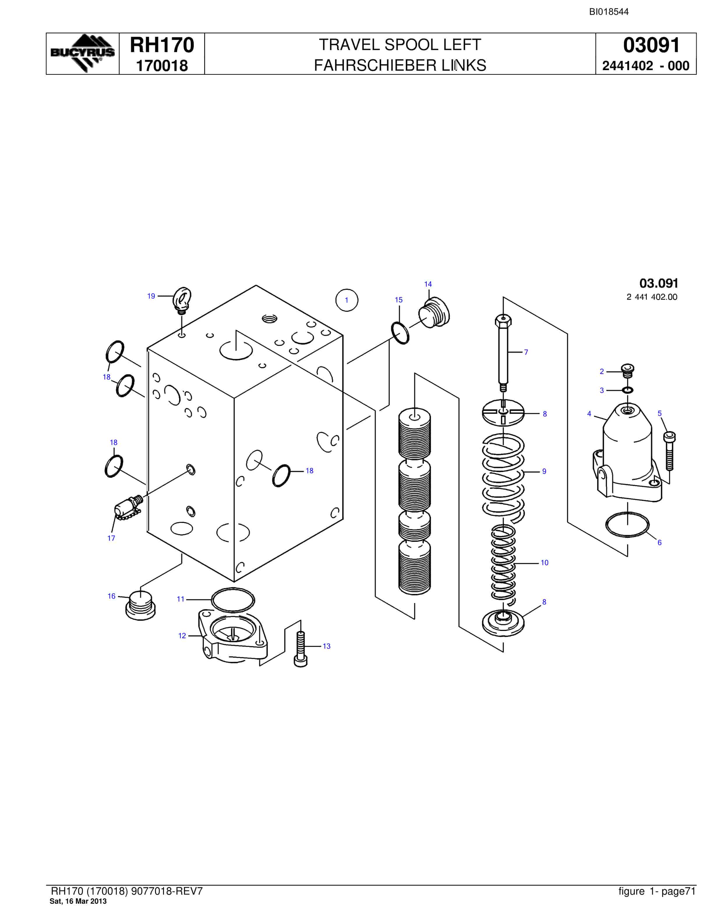 Bucyrus RH170 Hydraulic Excavator Parts Catalog BI018544-4