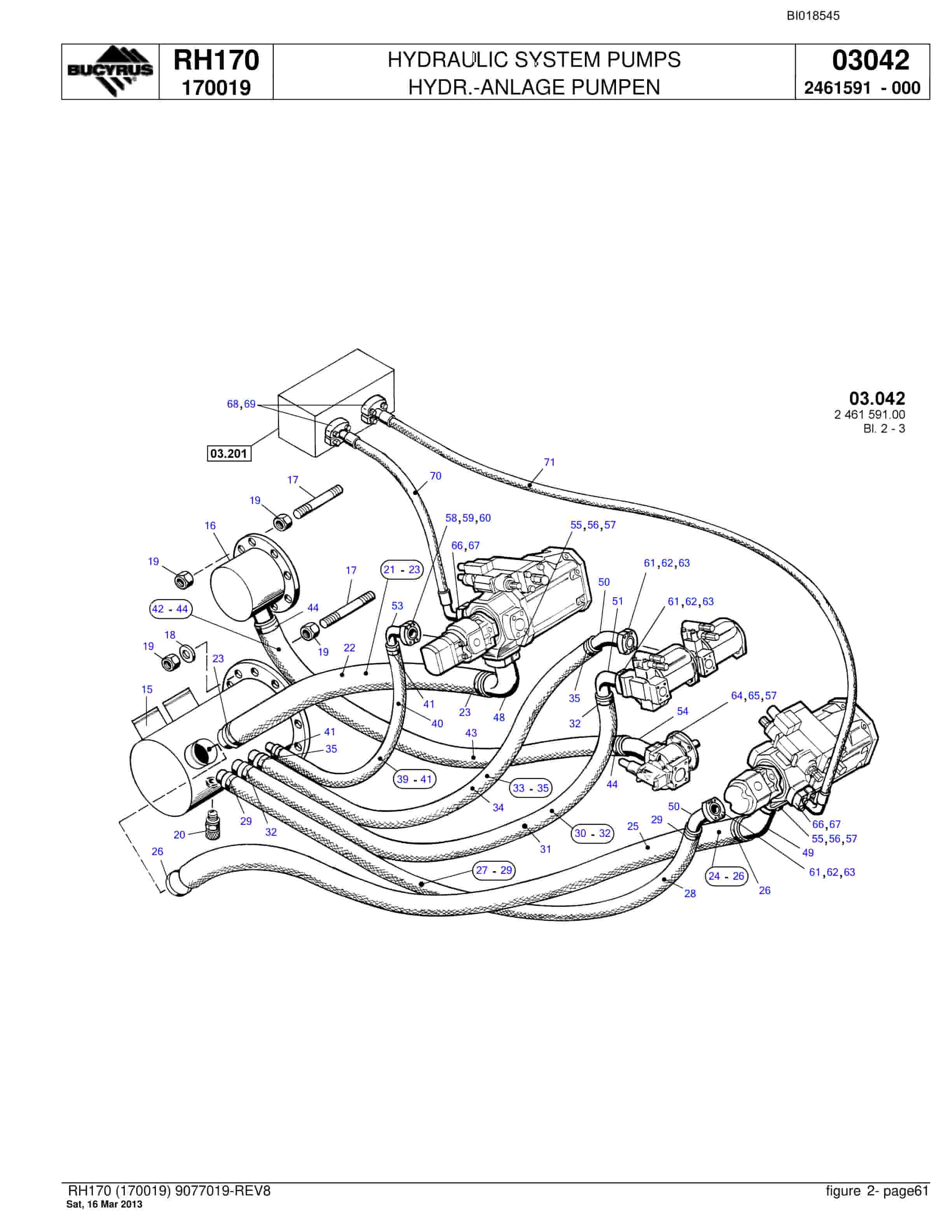 Bucyrus RH170 Hydraulic Excavator Parts Catalog BI018545-3
