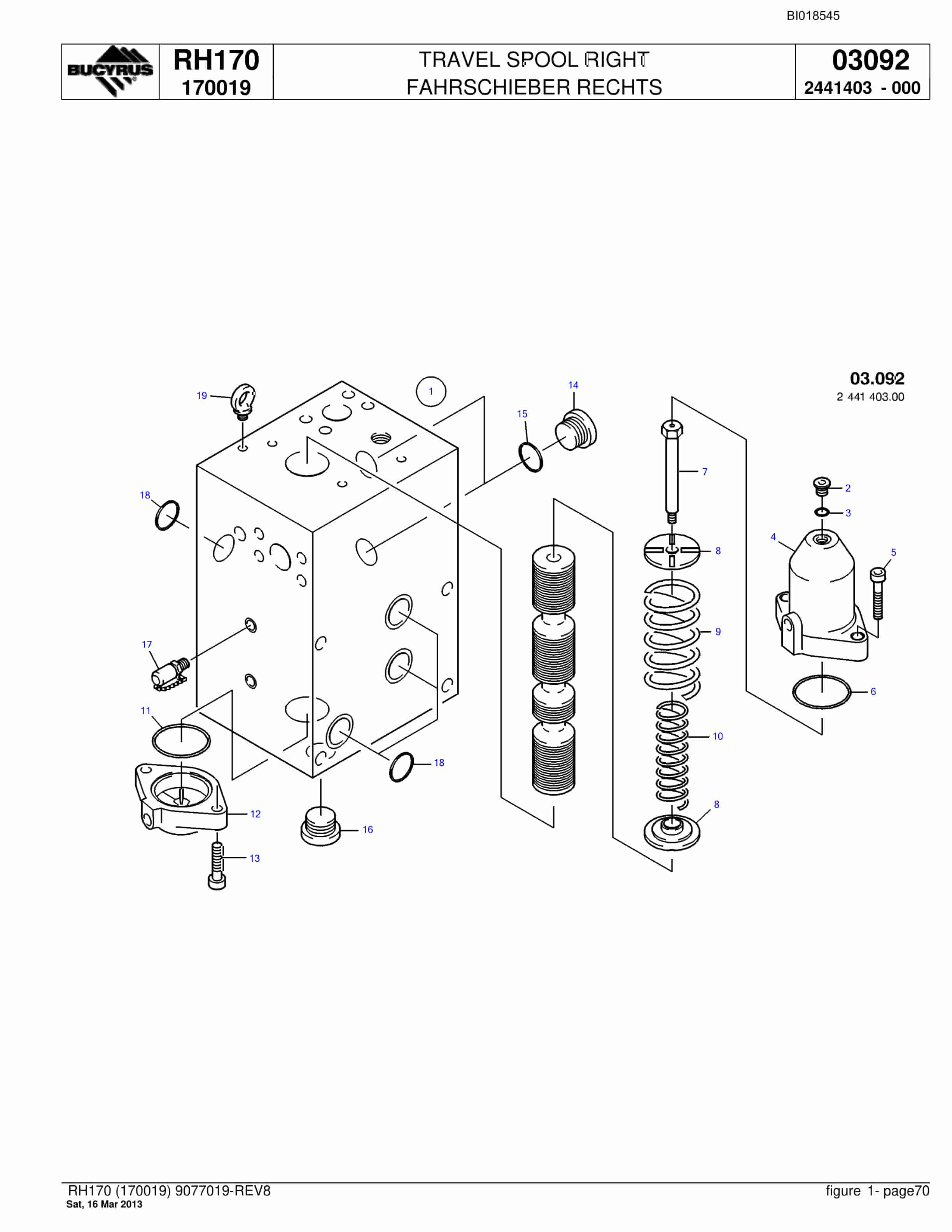 Bucyrus RH170 Hydraulic Excavator Parts Catalog BI018545-4