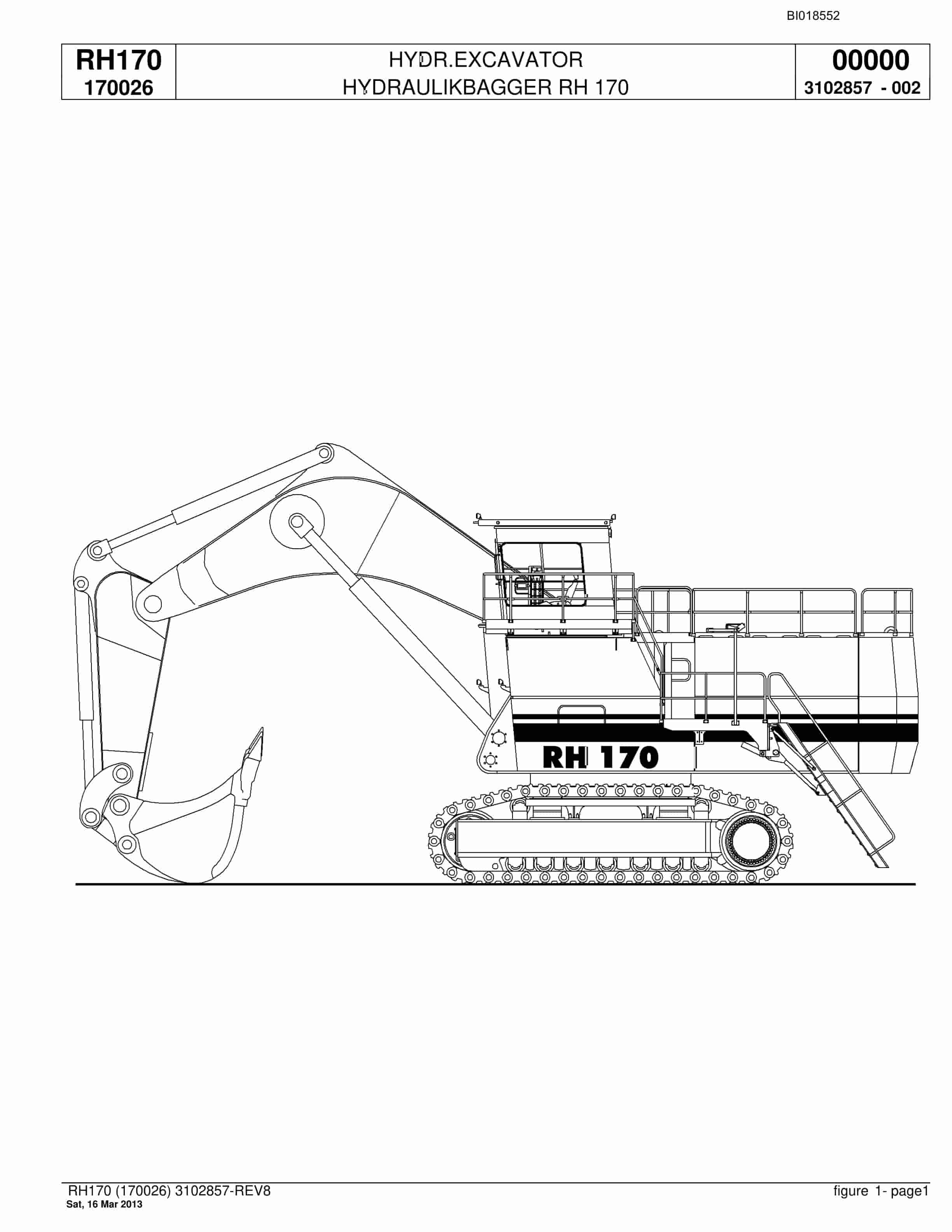 Bucyrus RH170 Hydraulic Excavator Parts Catalog BI018552