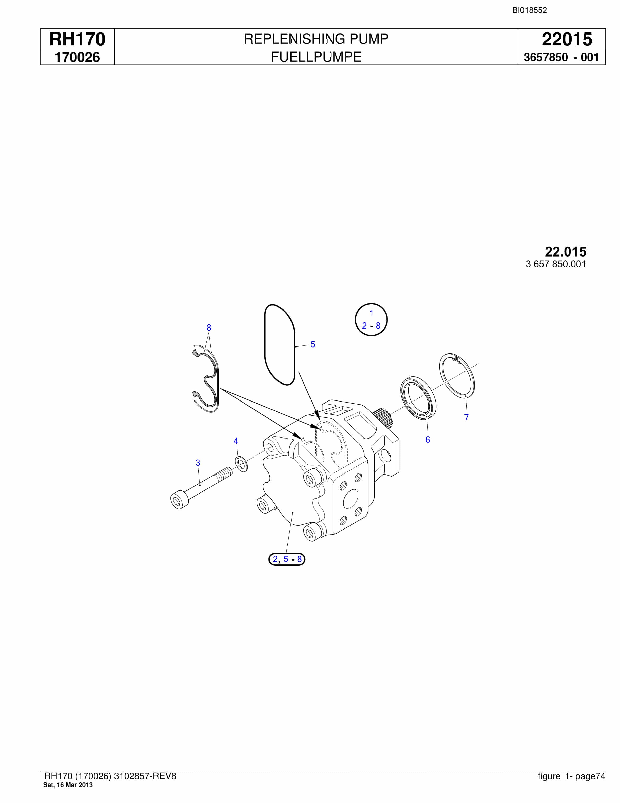 Bucyrus RH170 Hydraulic Excavator Parts Catalog BI018552-2