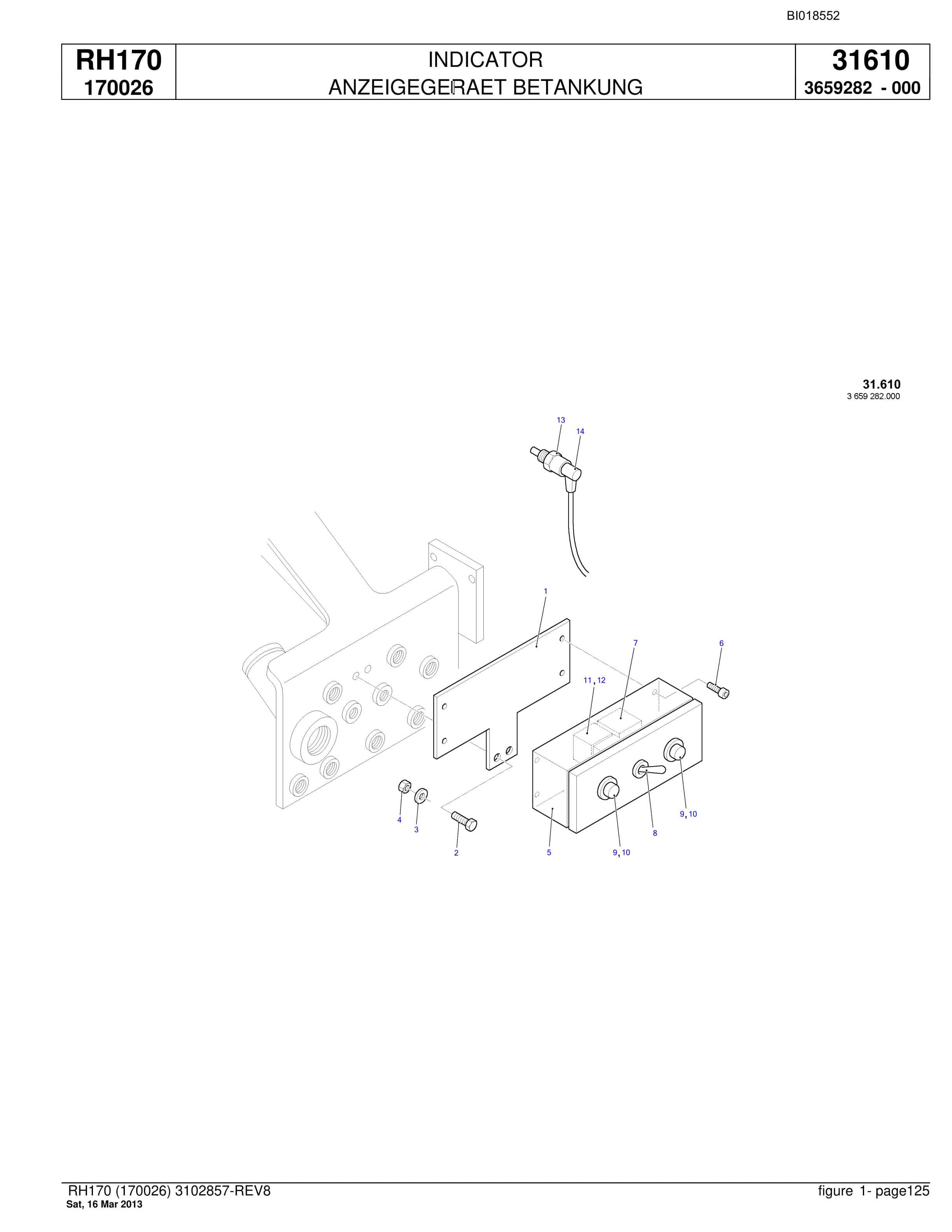 Bucyrus RH170 Hydraulic Excavator Parts Catalog BI018552-5