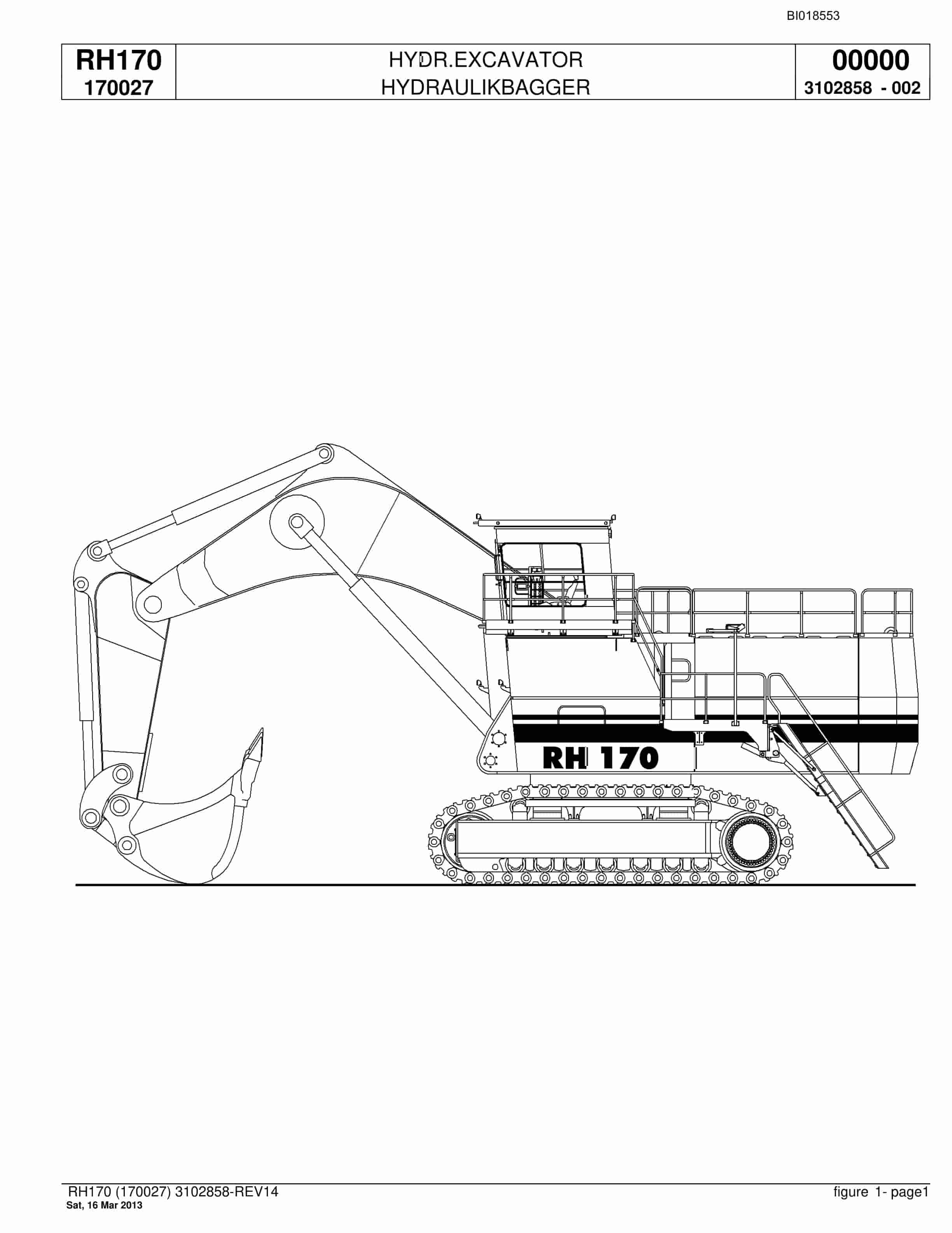 Bucyrus RH170 Hydraulic Excavator Parts Catalog BI018553
