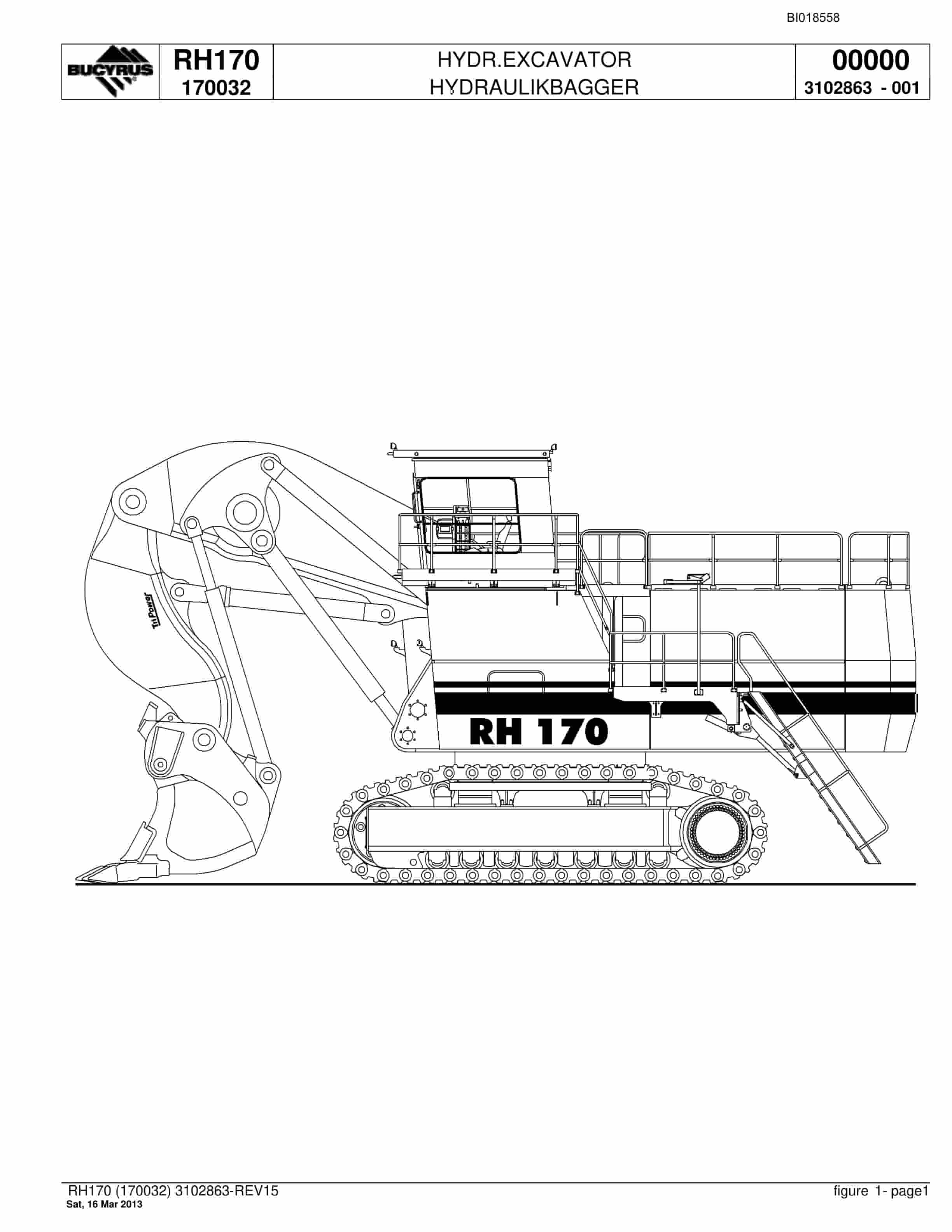 Bucyrus RH170 Hydraulic Excavator Parts Catalog BI018558