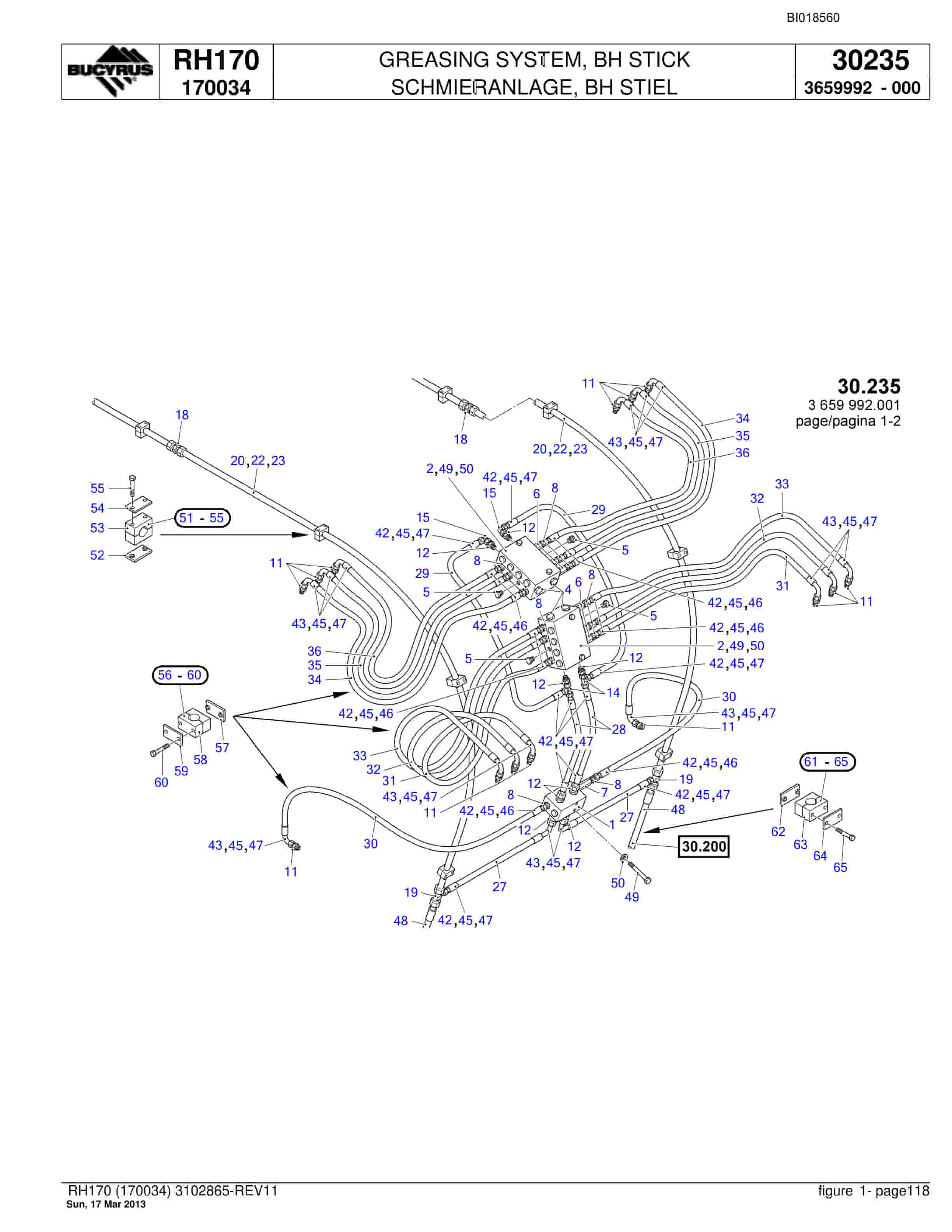 Bucyrus RH170 Hydraulic Excavator Parts Catalog BI018560-4