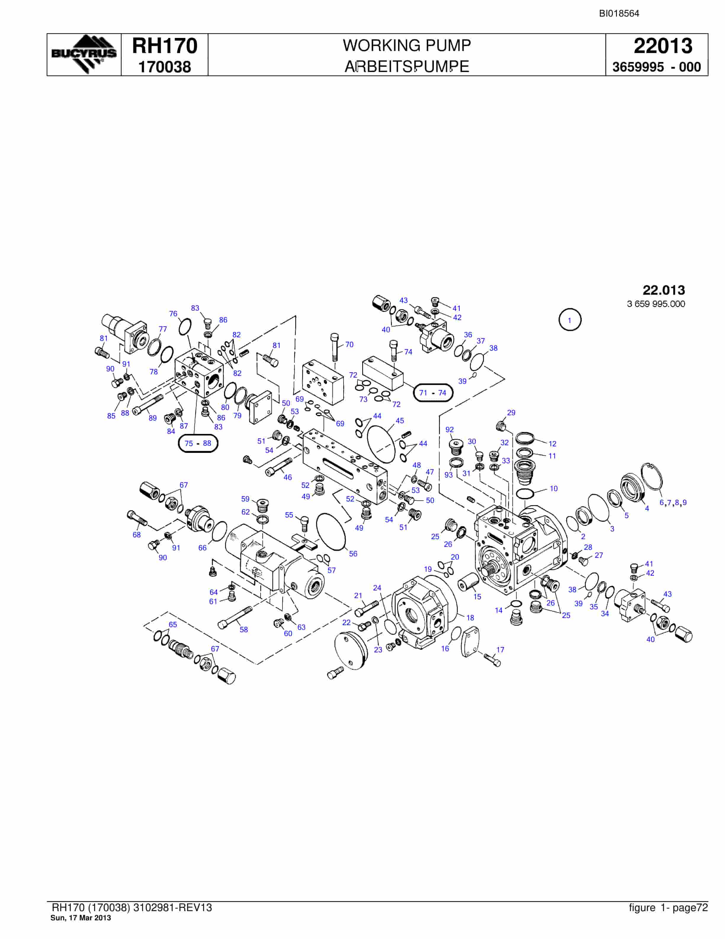 Bucyrus RH170 Hydraulic Excavator Parts Catalog BI018564-2