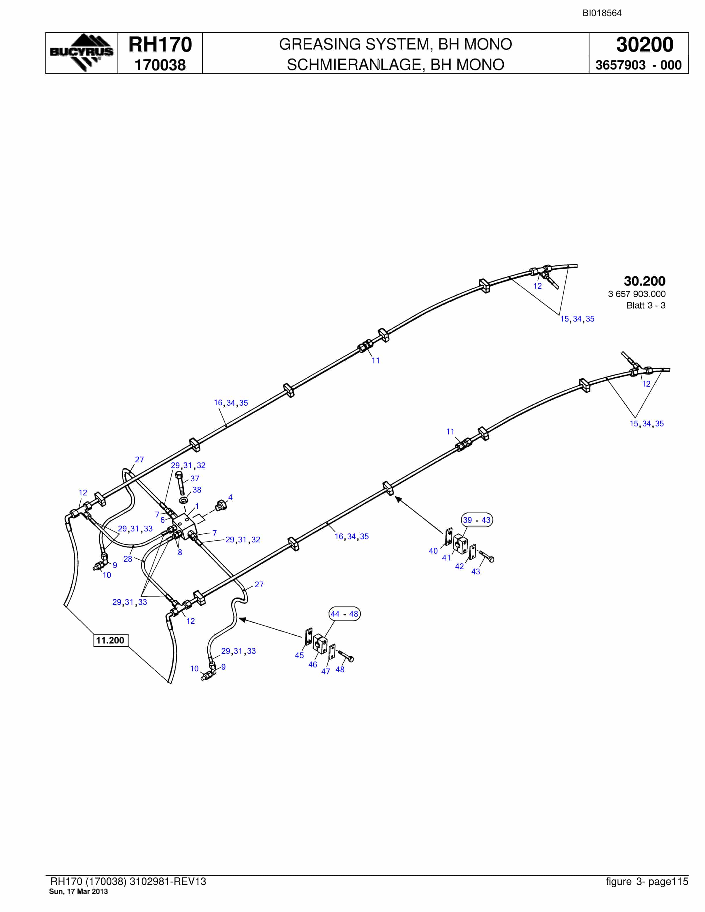 Bucyrus RH170 Hydraulic Excavator Parts Catalog BI018564-4