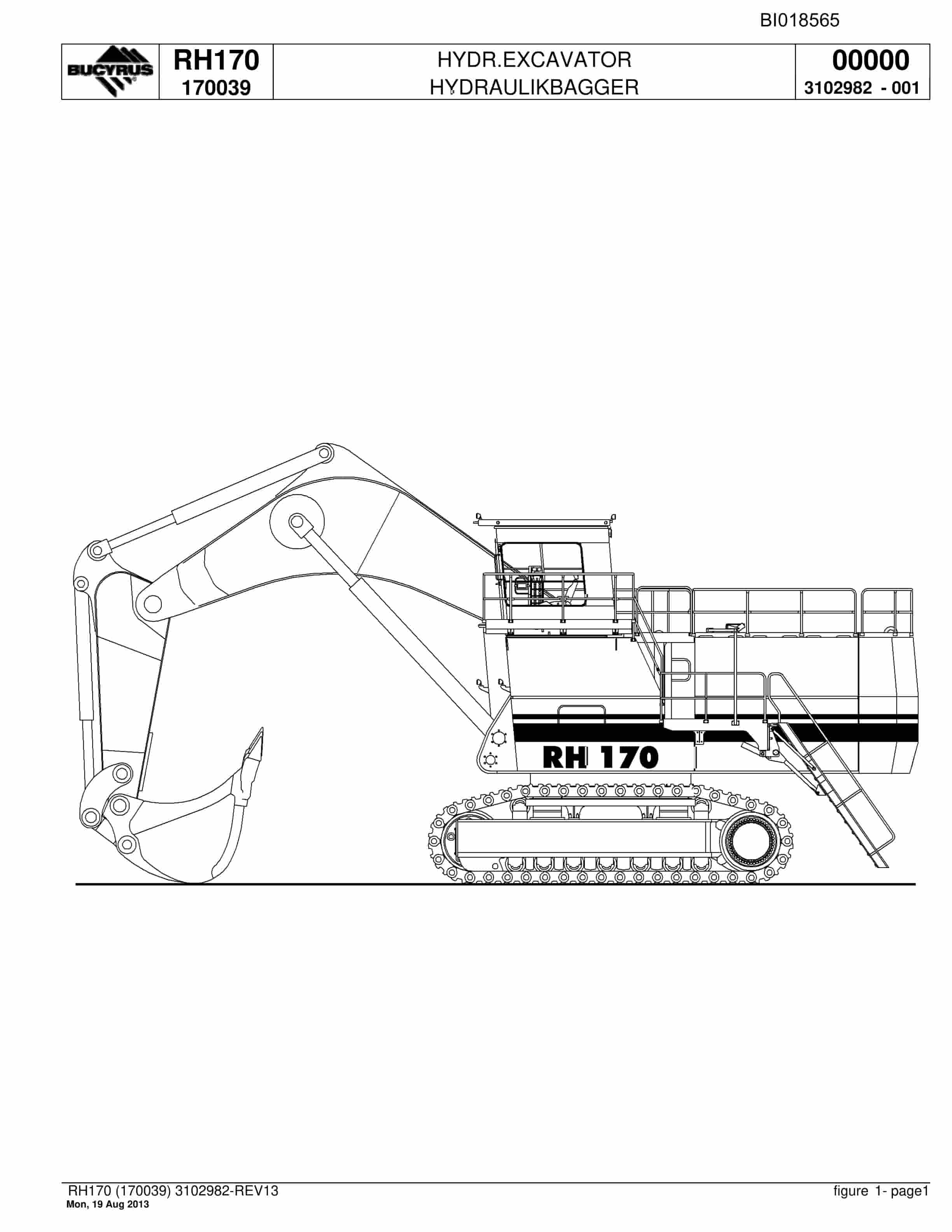 Bucyrus RH170 Hydraulic Excavator Parts Catalog BI018565