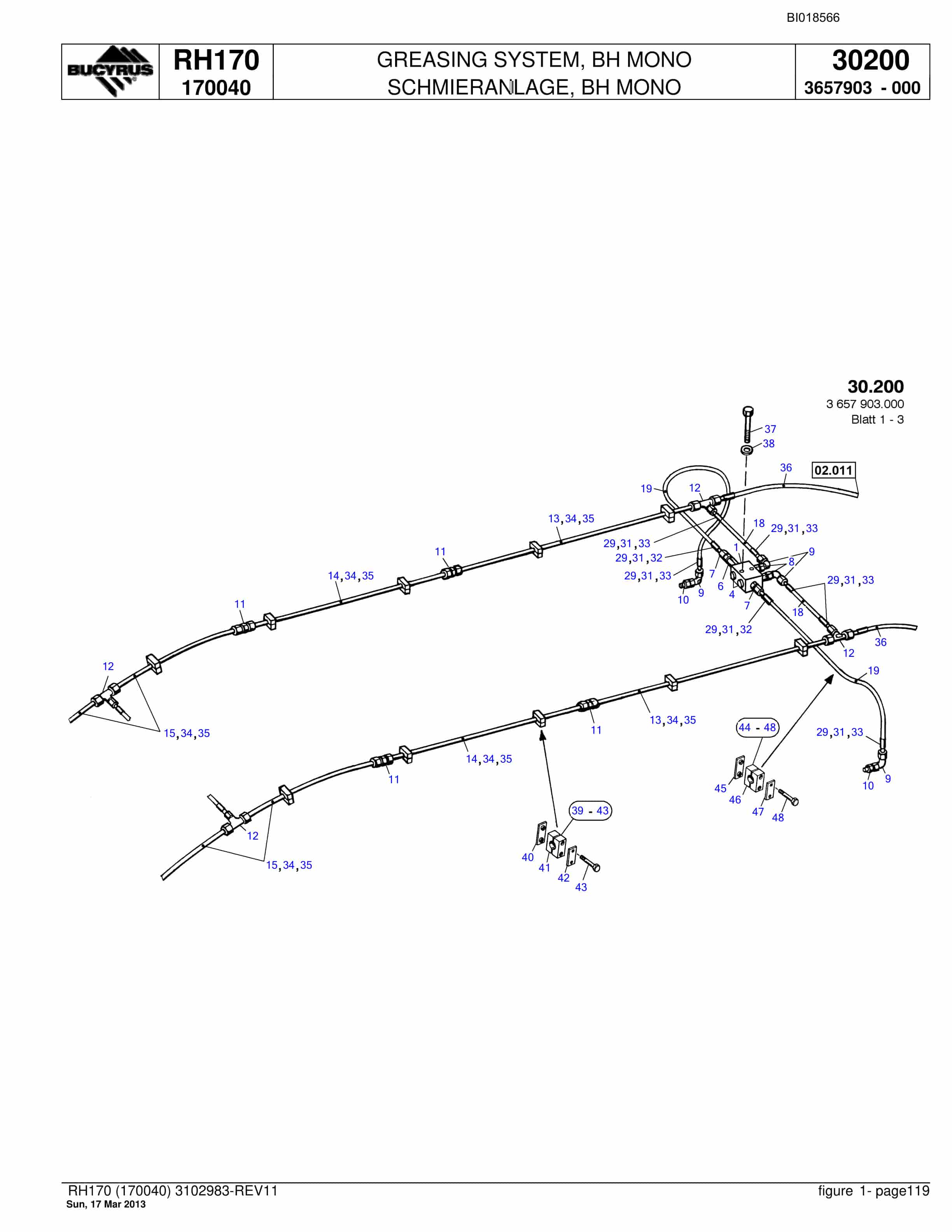 Bucyrus RH170 Hydraulic Excavator Parts Catalog BI018566-4