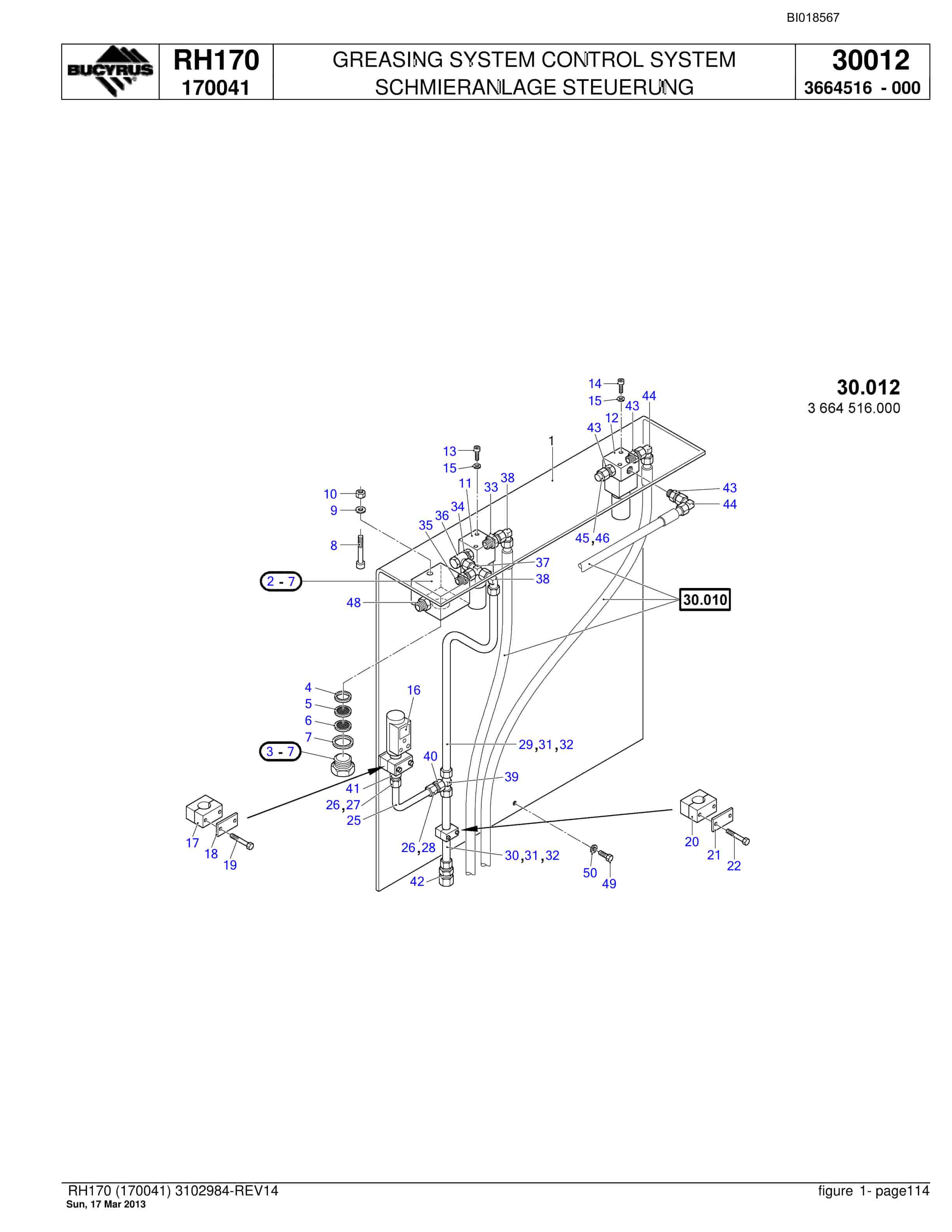 Bucyrus RH170 Hydraulic Excavator Parts Catalog BI018567-4