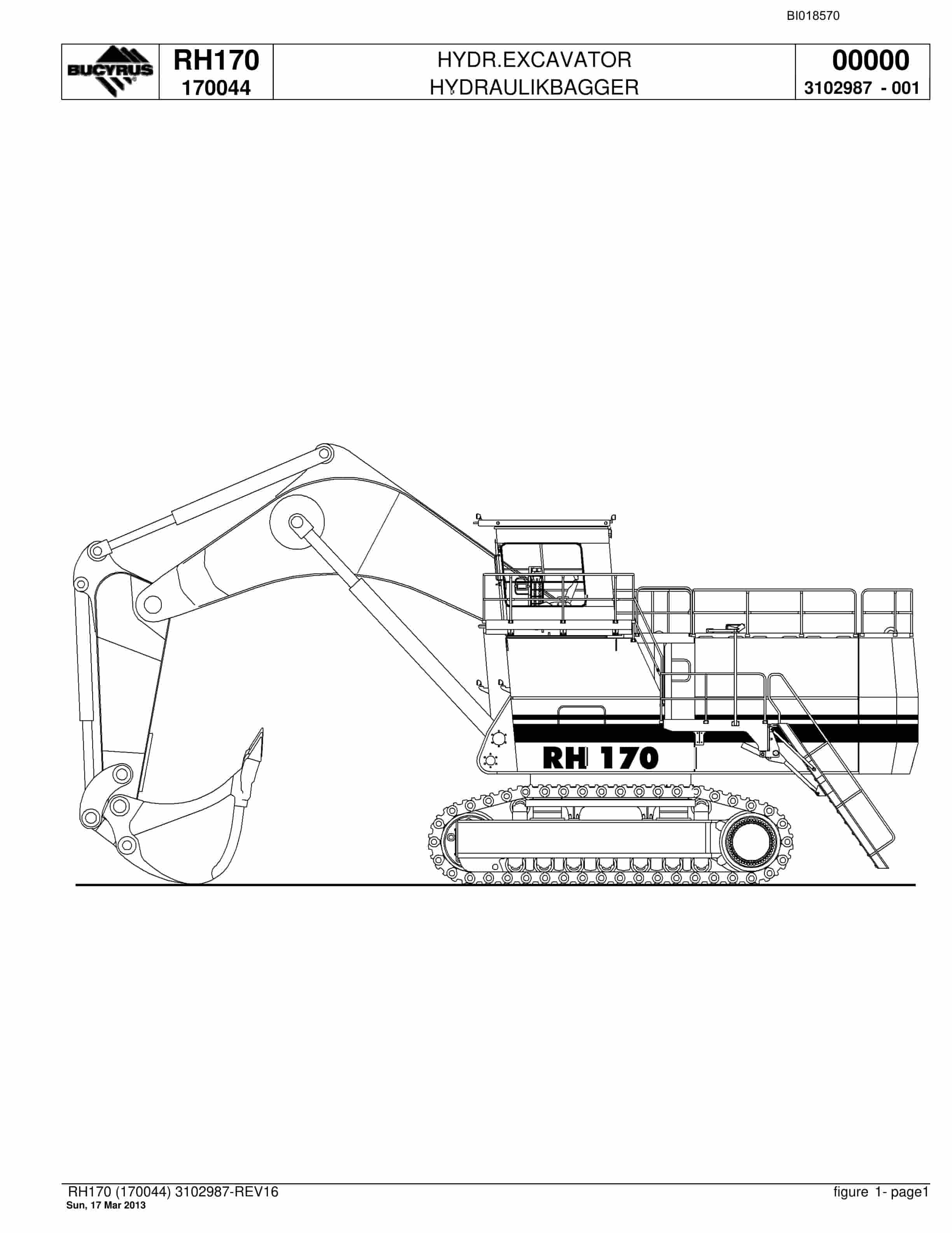 Bucyrus RH170 Hydraulic Excavator Parts Catalog BI018570