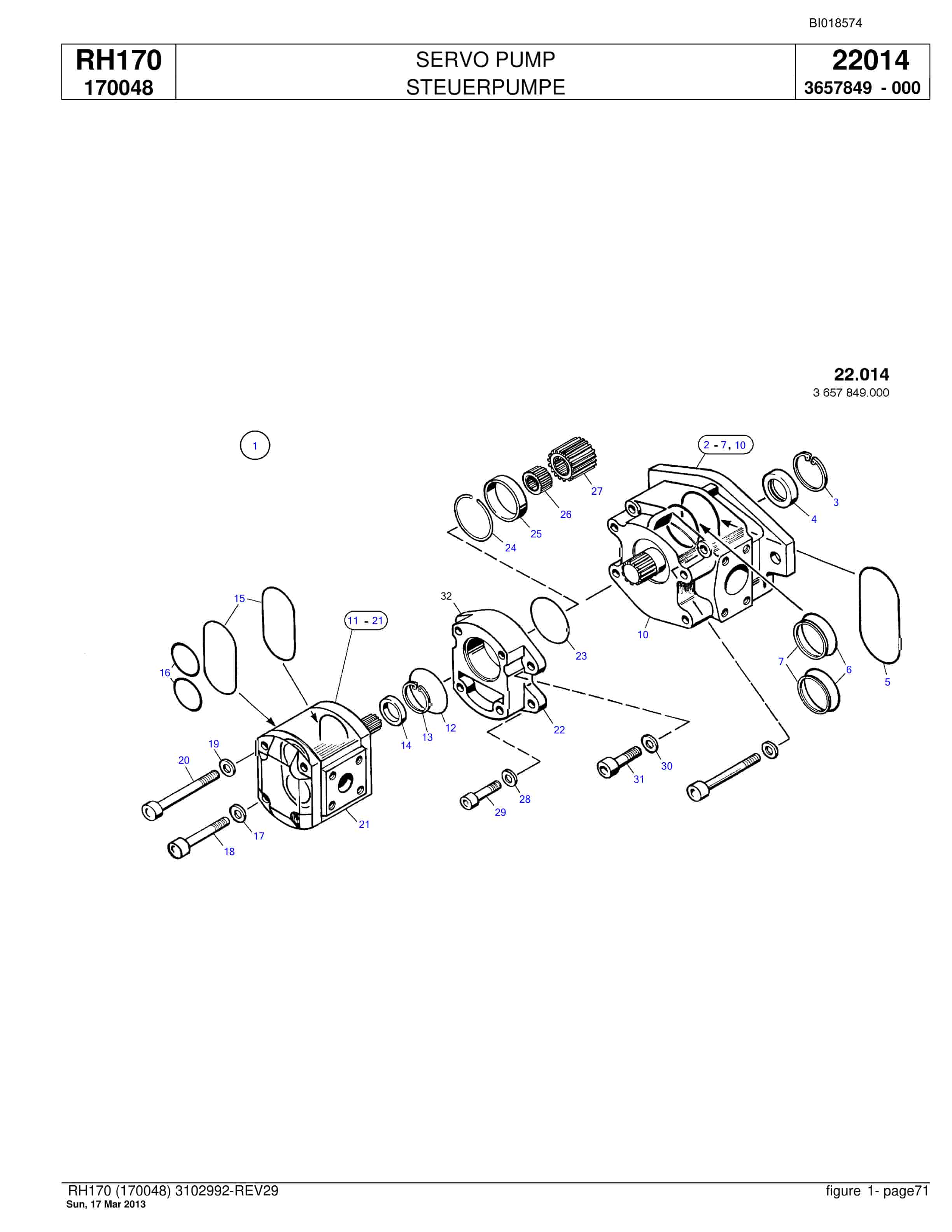 Bucyrus RH170 Hydraulic Excavator Parts Catalog BI018574-2
